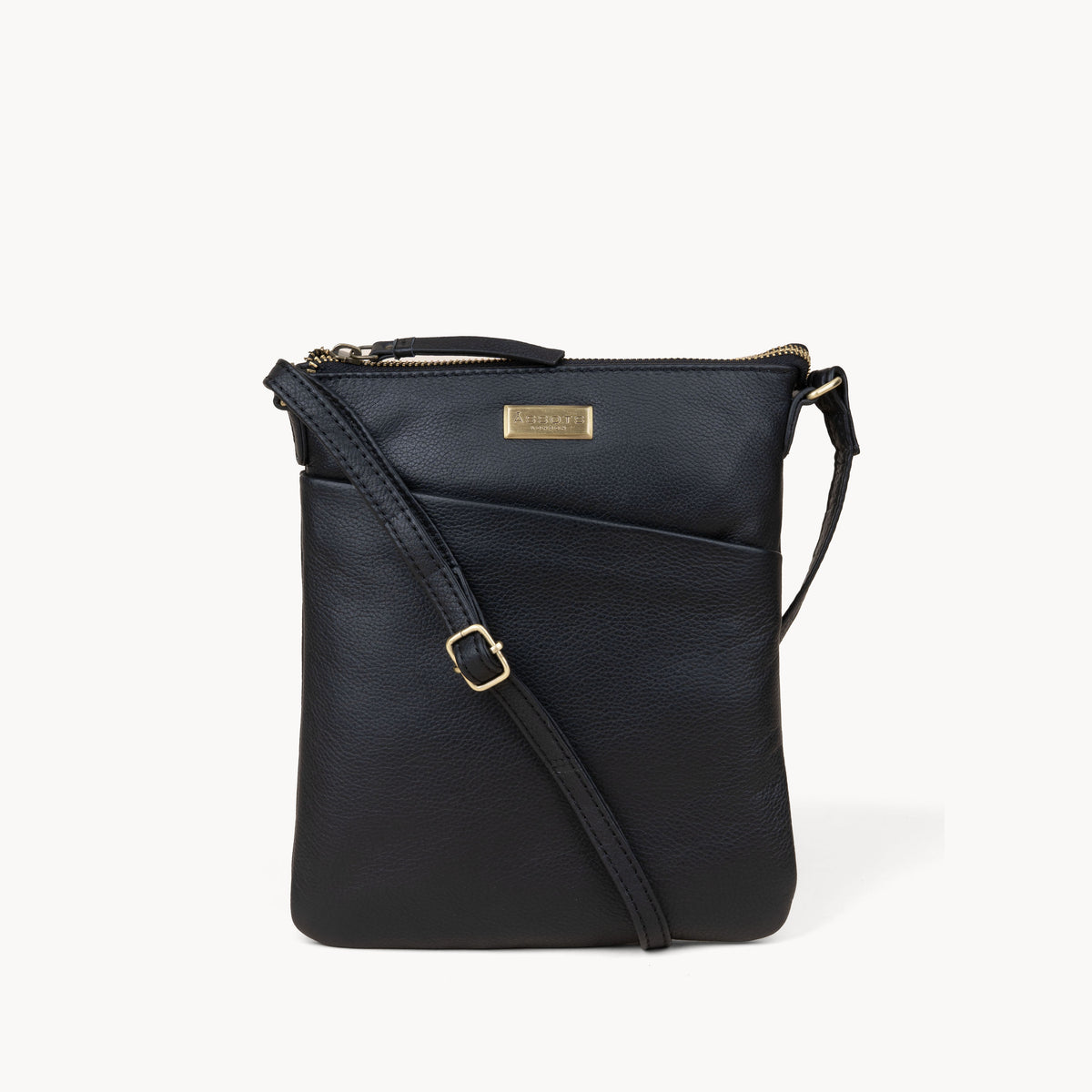'LINBY' Black Pebble Grain Leather Crossbody Bag