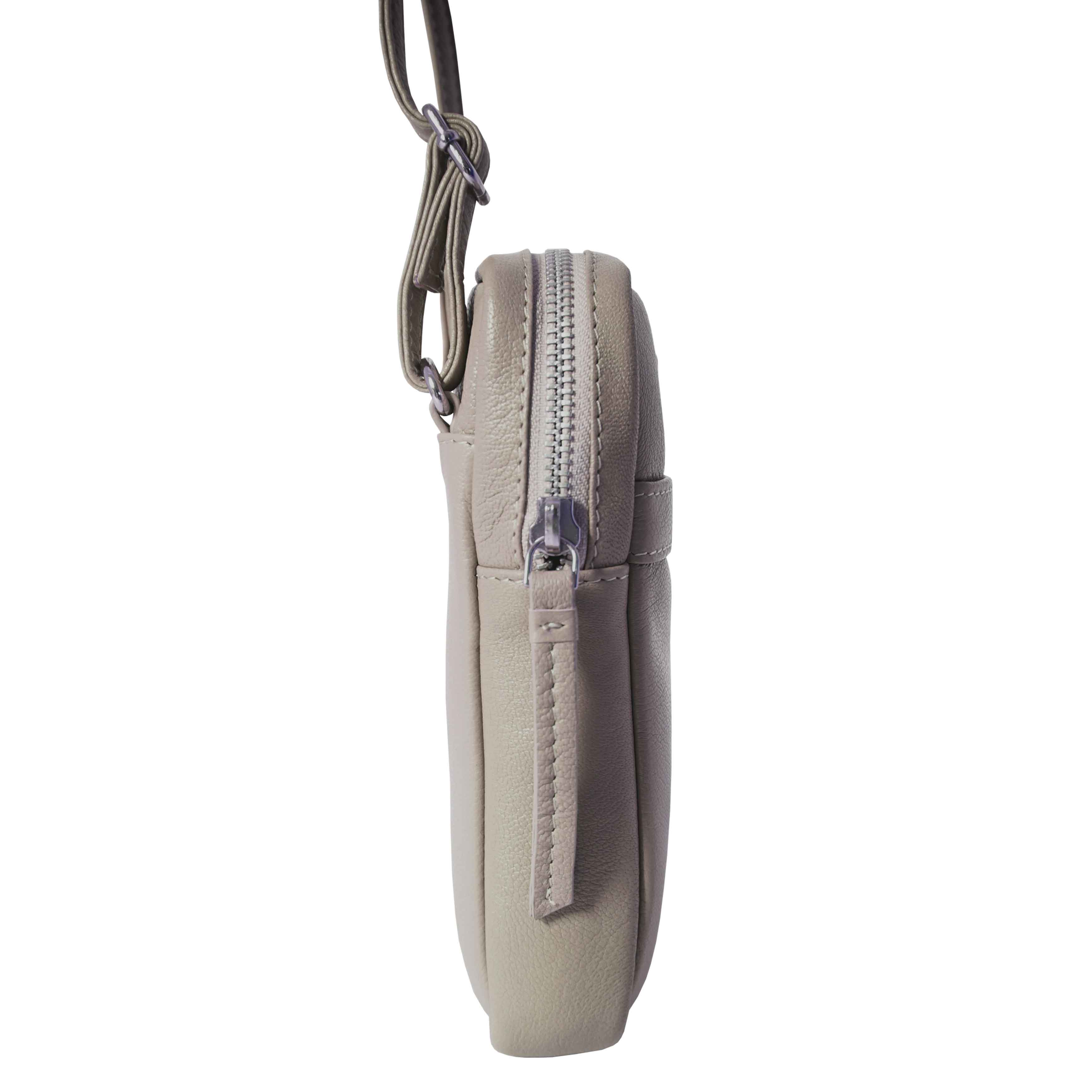 'LEO' Beige Nappa Real Leather Crossbody Mobile Phone Bag