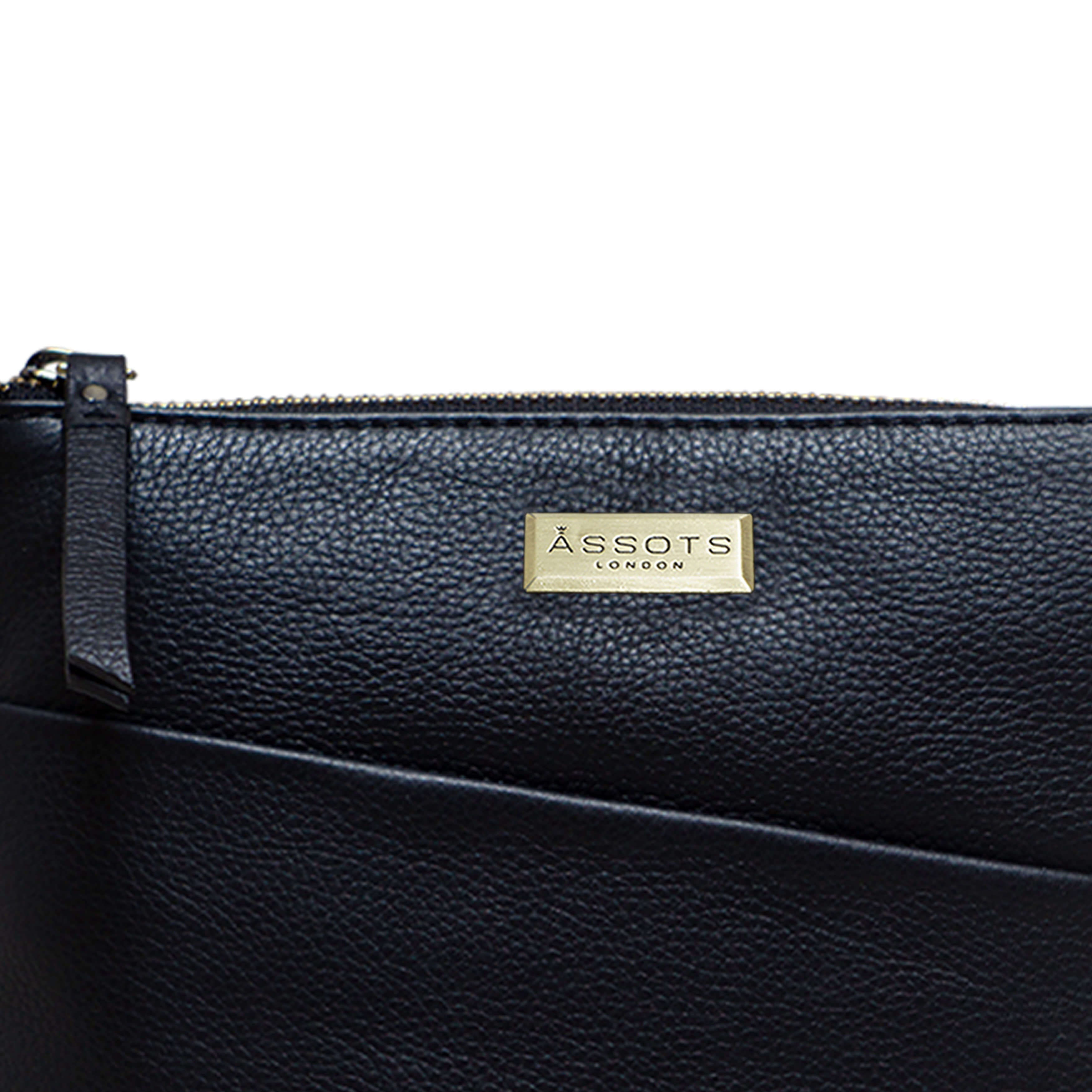 'LINBY' Black Pebble Grain Leather Crossbody Bag