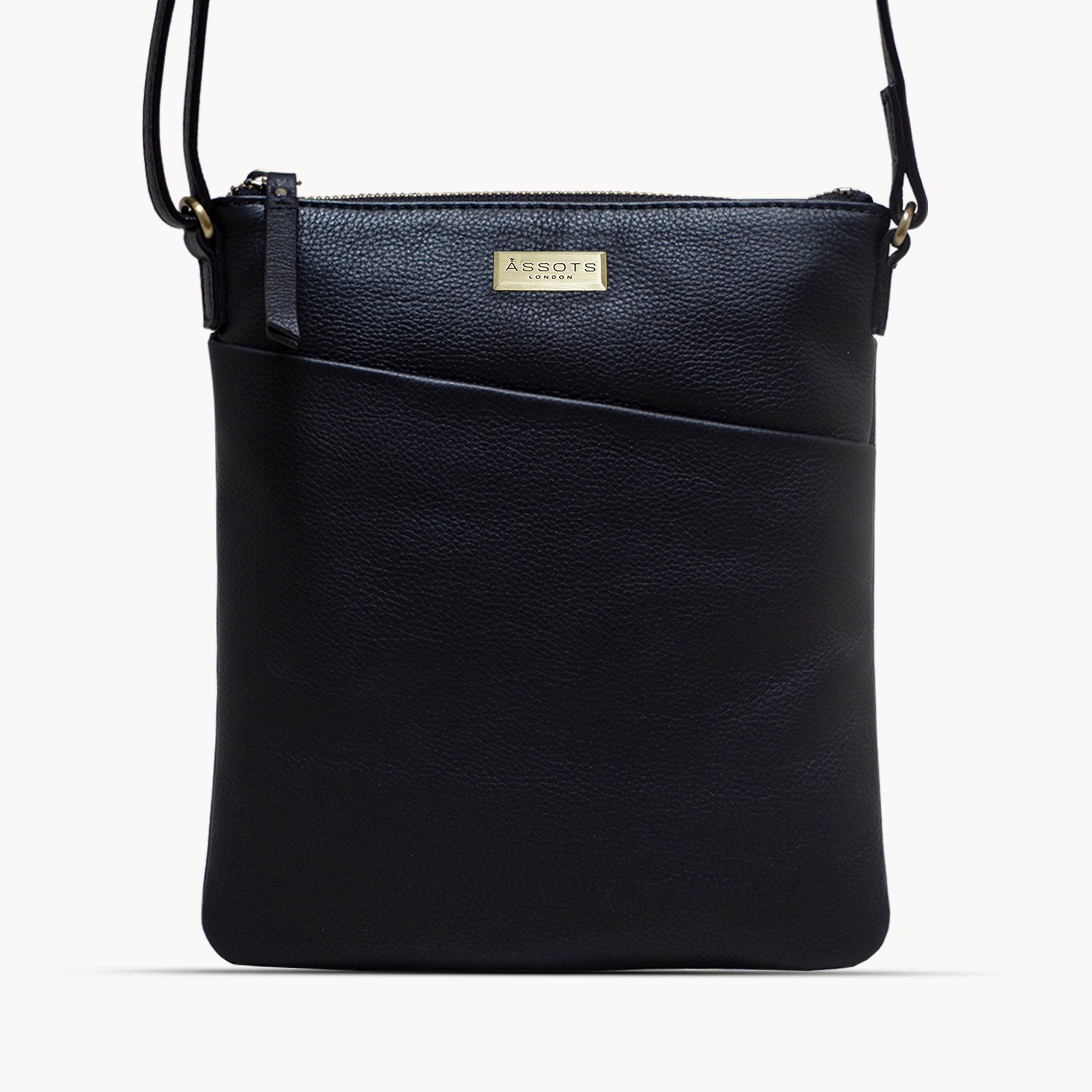 'LINBY' Black Pebble Grain Leather Crossbody Bag