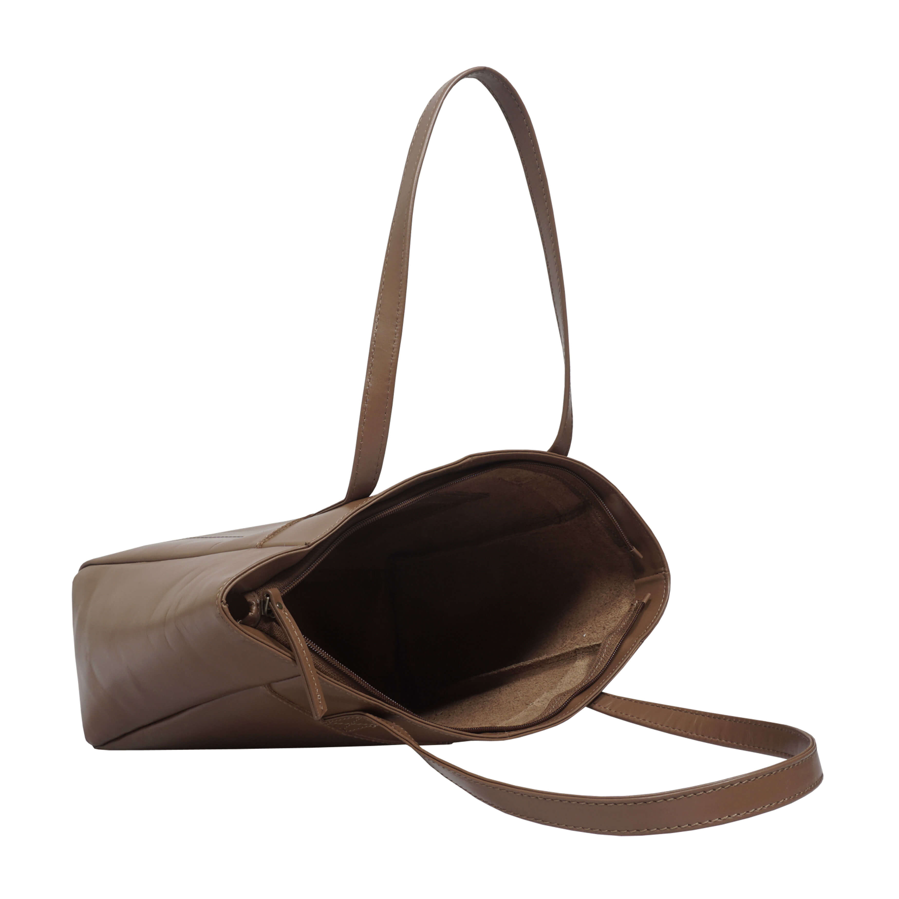 'LINDA' Tan Smooth Real Leather Unlined Tote Bag
