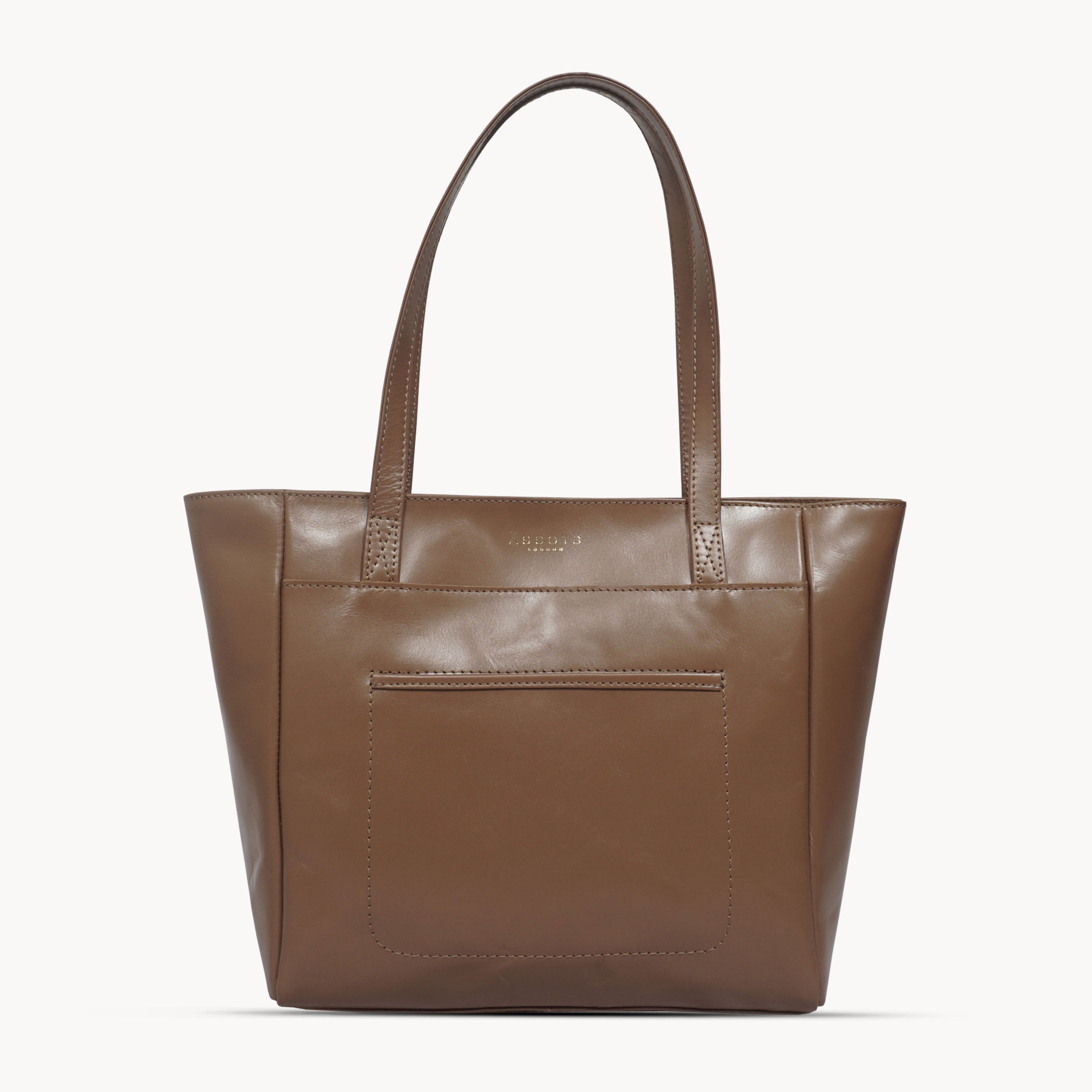 'LINDA' Tan Smooth Real Leather Unlined Tote Bag