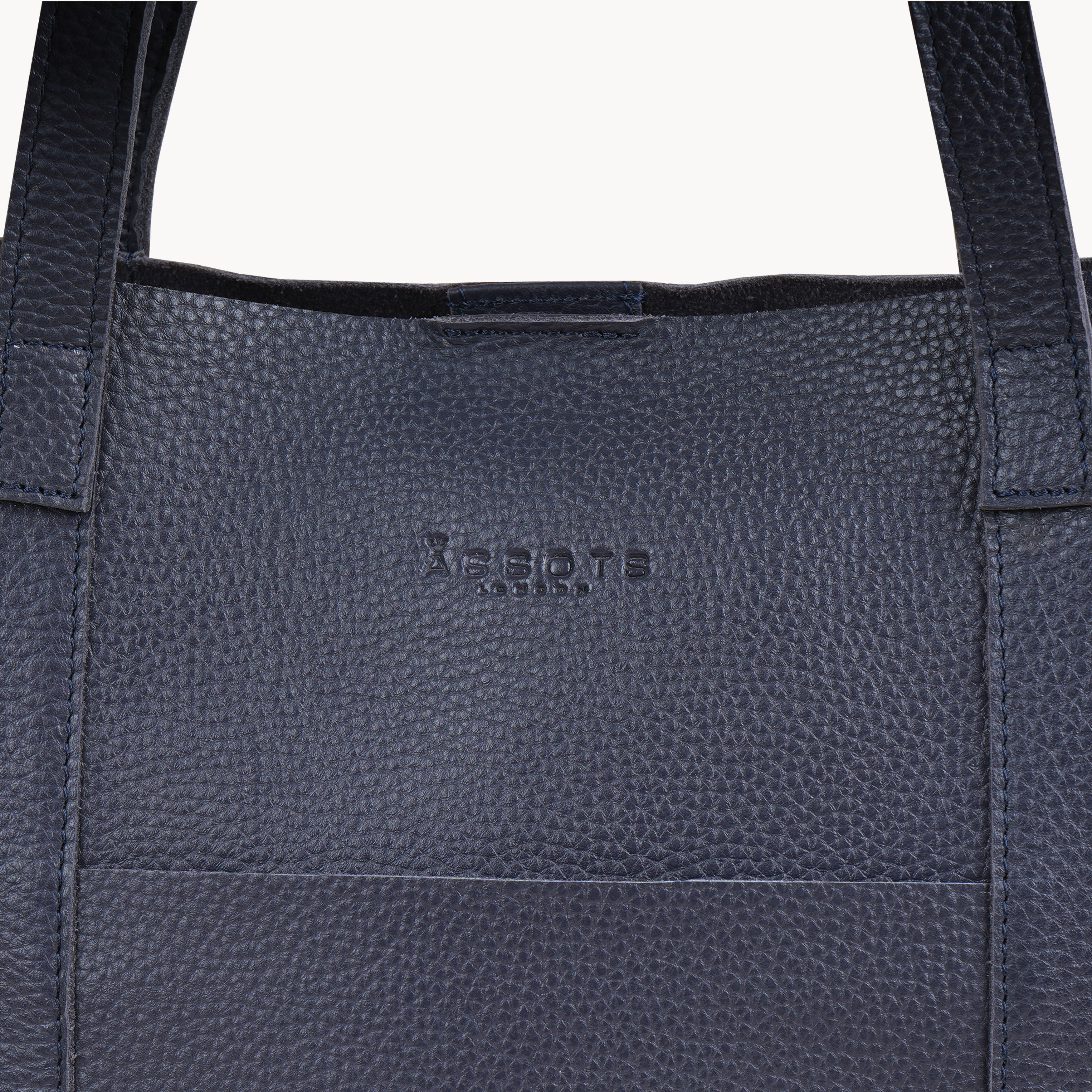 'Maisie' Navy Real Pebble Grain Leather Tote Bag