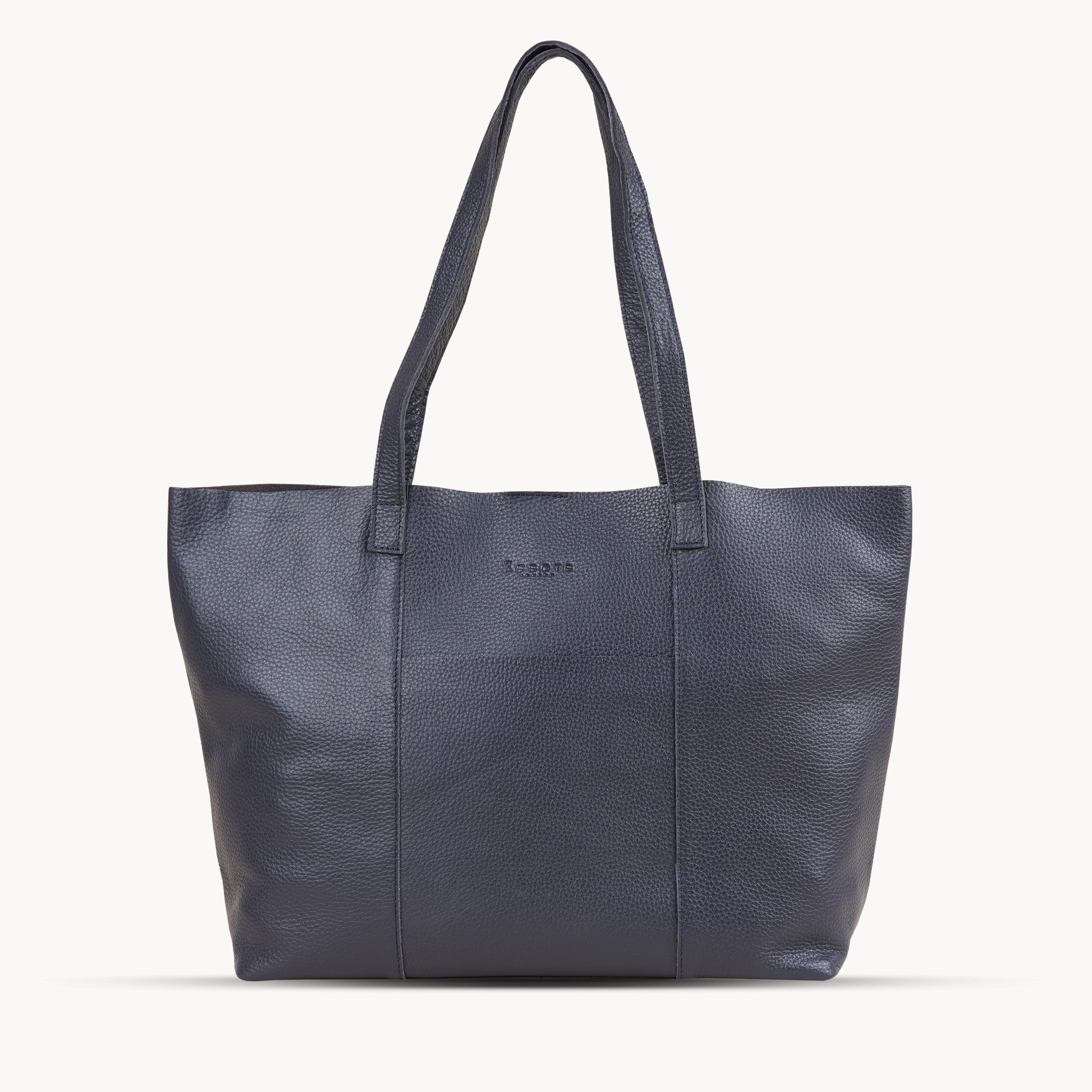 'Maisie' Navy Real Pebble Grain Leather Tote Bag