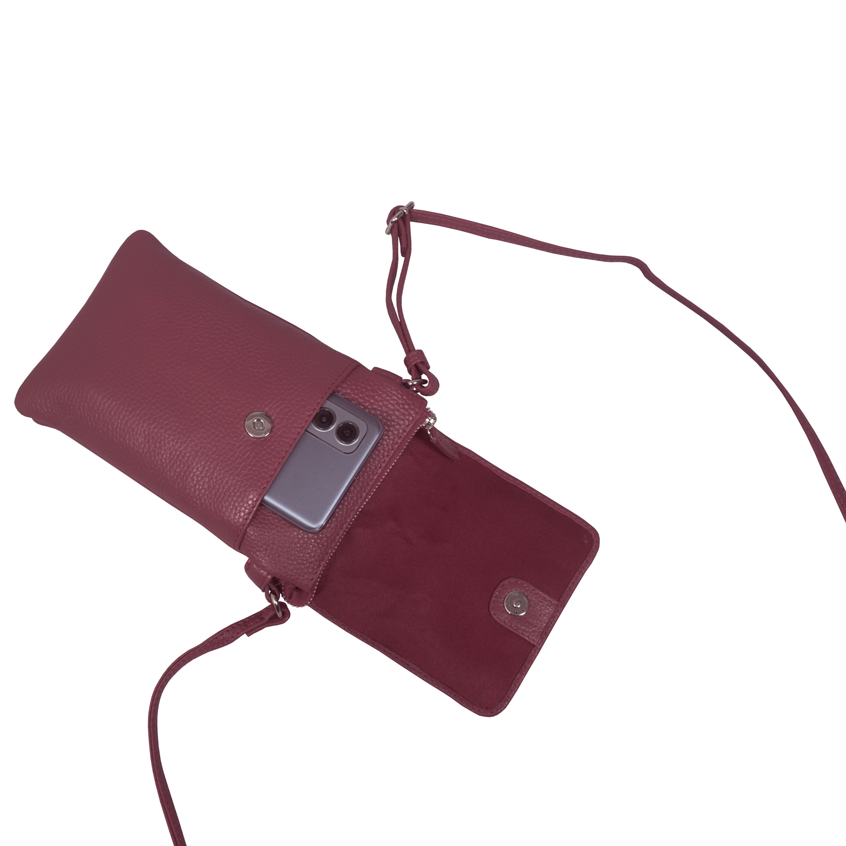'MARIA' Pink Pebble Grain Real Leather Crossbody Phone Bag