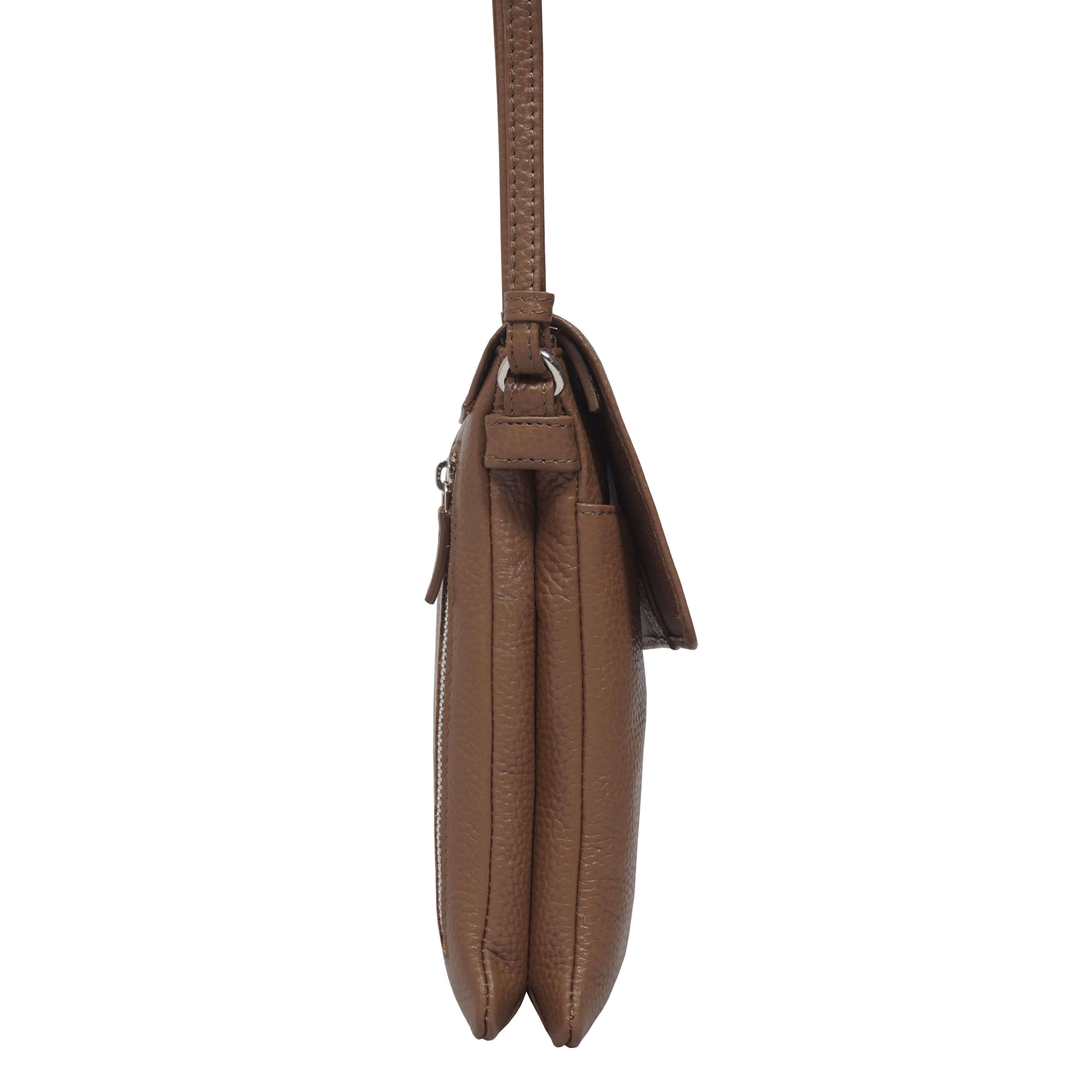 'MARIA' Tan Pebble Grain Real Leather Crossbody Phone Bag