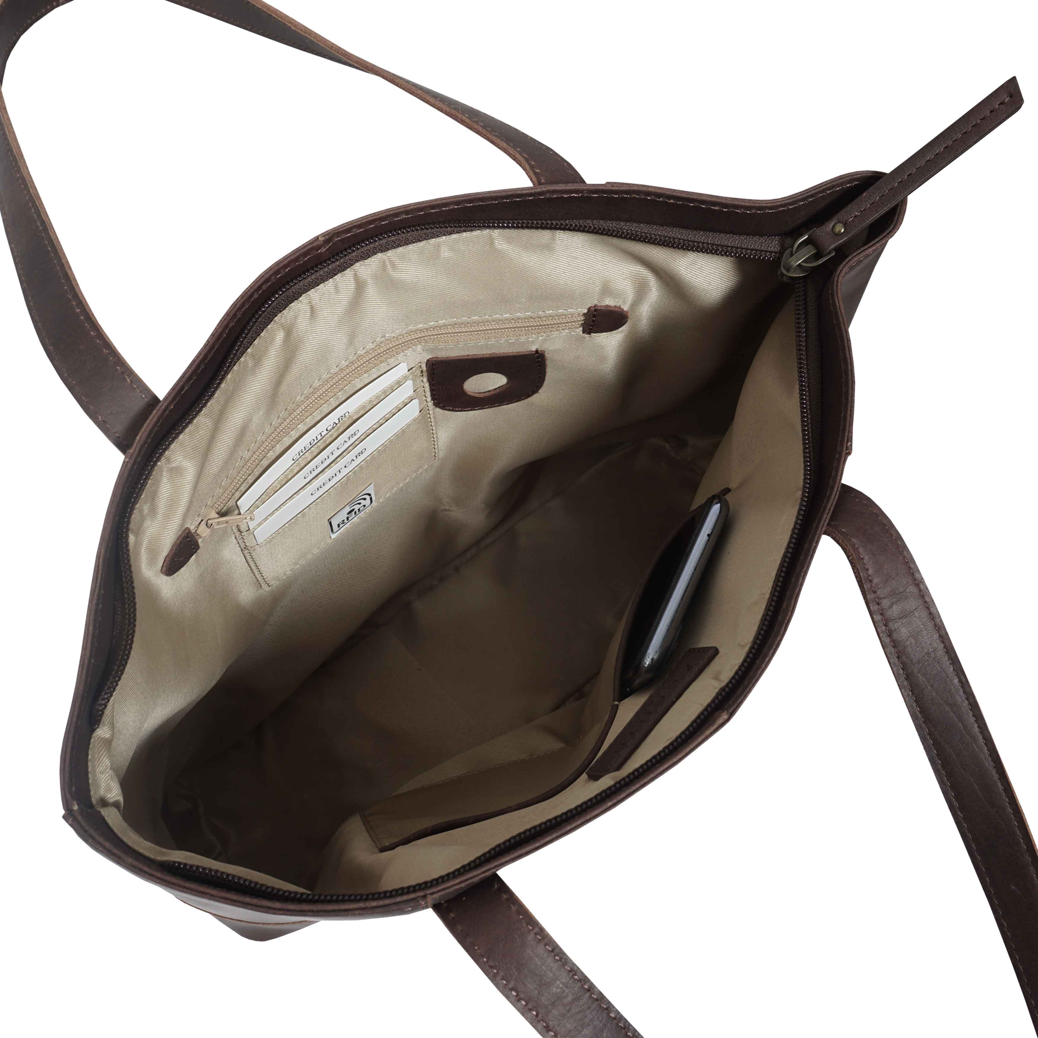 'MILLIE' Brown Oily Chestnut Real Leather Designer Tote Work Bag