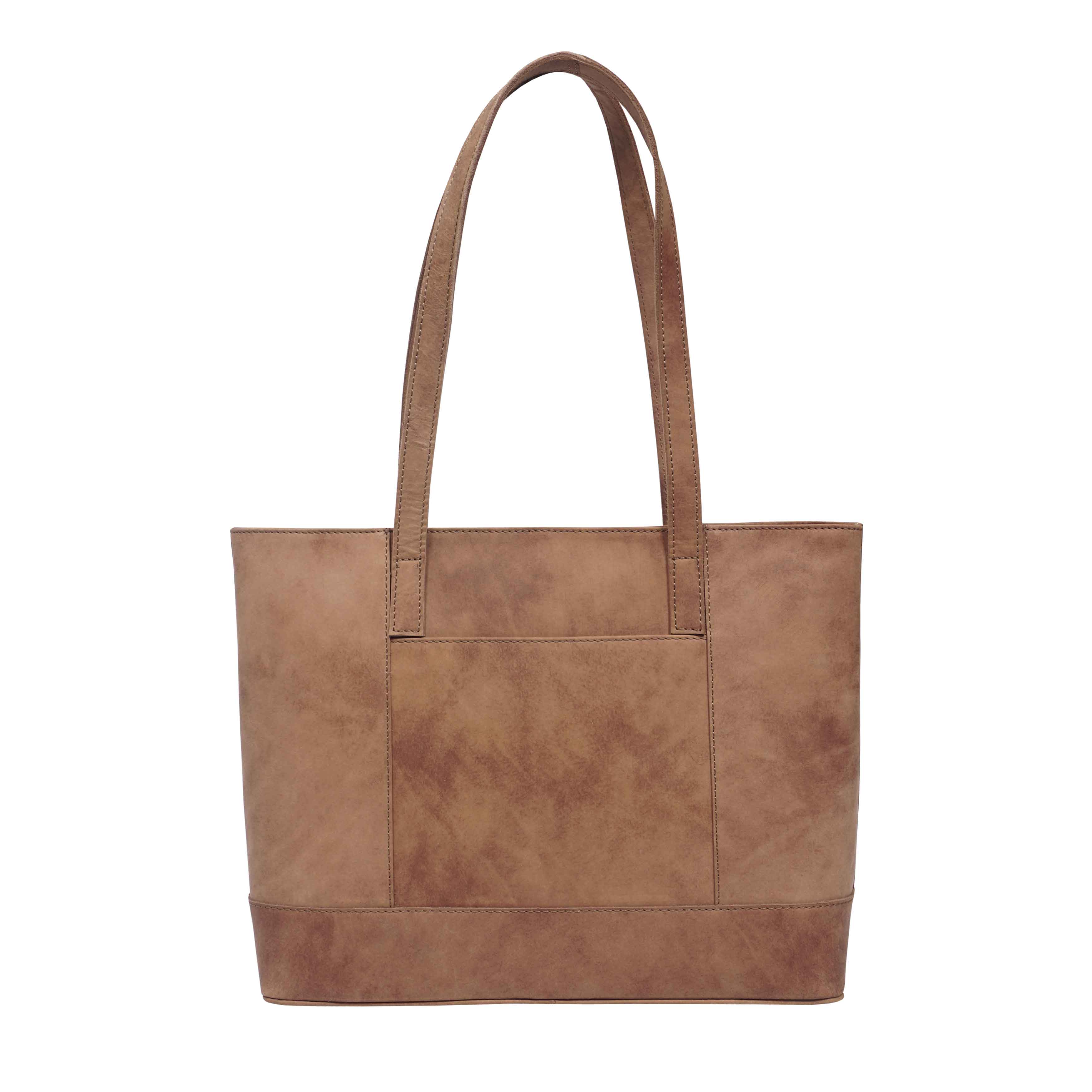 'MILLIE' Tan Walnut Real Leather Designer Tote Work Bag