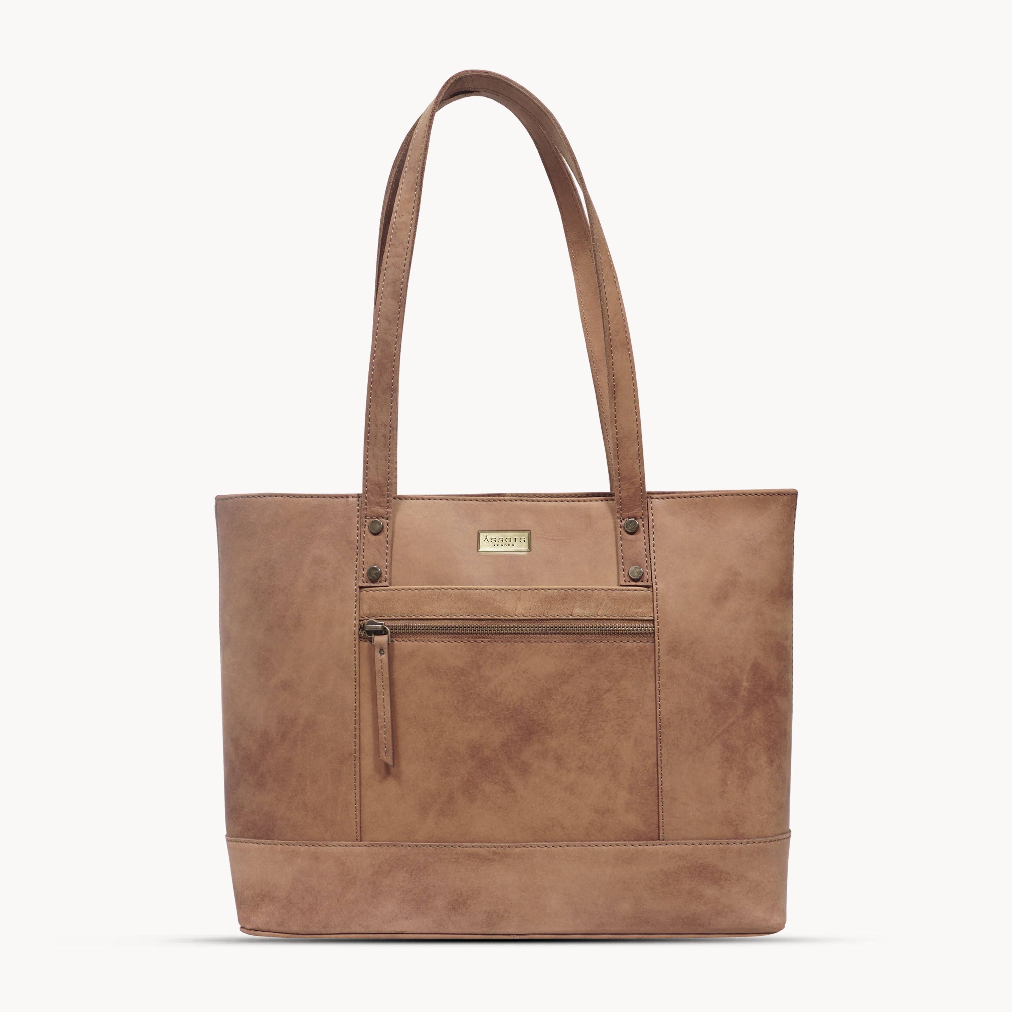 'MILLIE' Tan Walnut Real Leather Designer Tote Work Bag