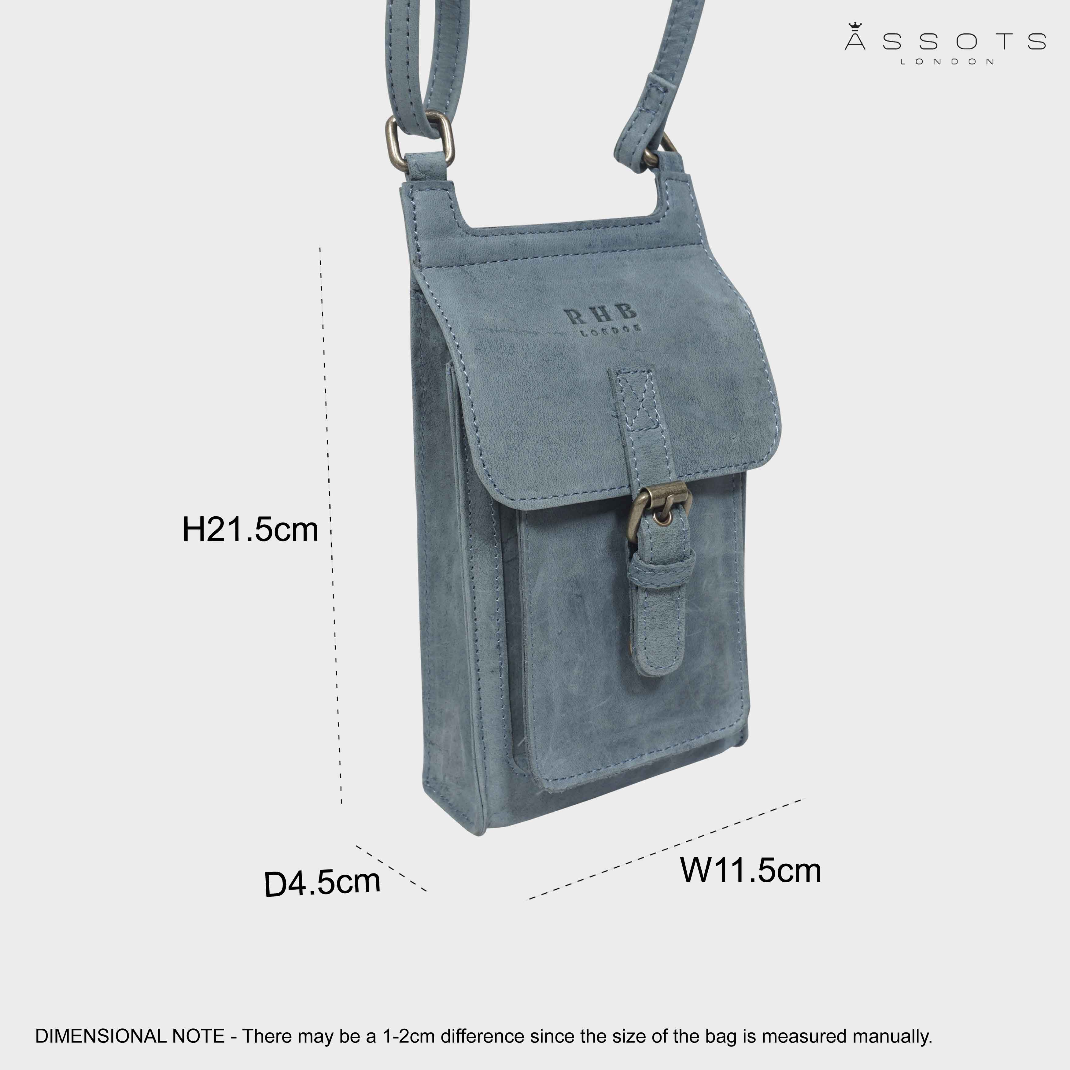 'MYLA' Denim Distressed Real Leather Mobile Phone Crossbody Bag