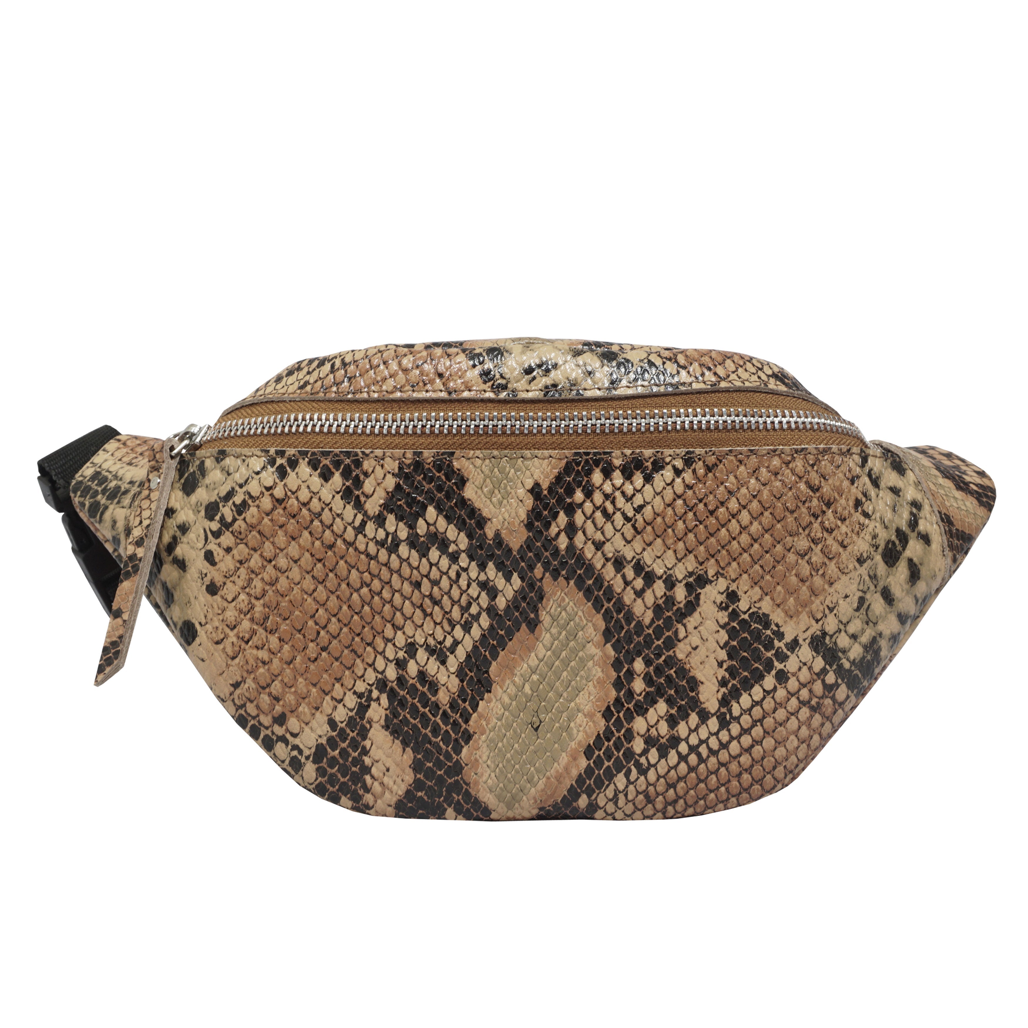 'NOAH' Tan Python Snake Leather Bum Belt Bag