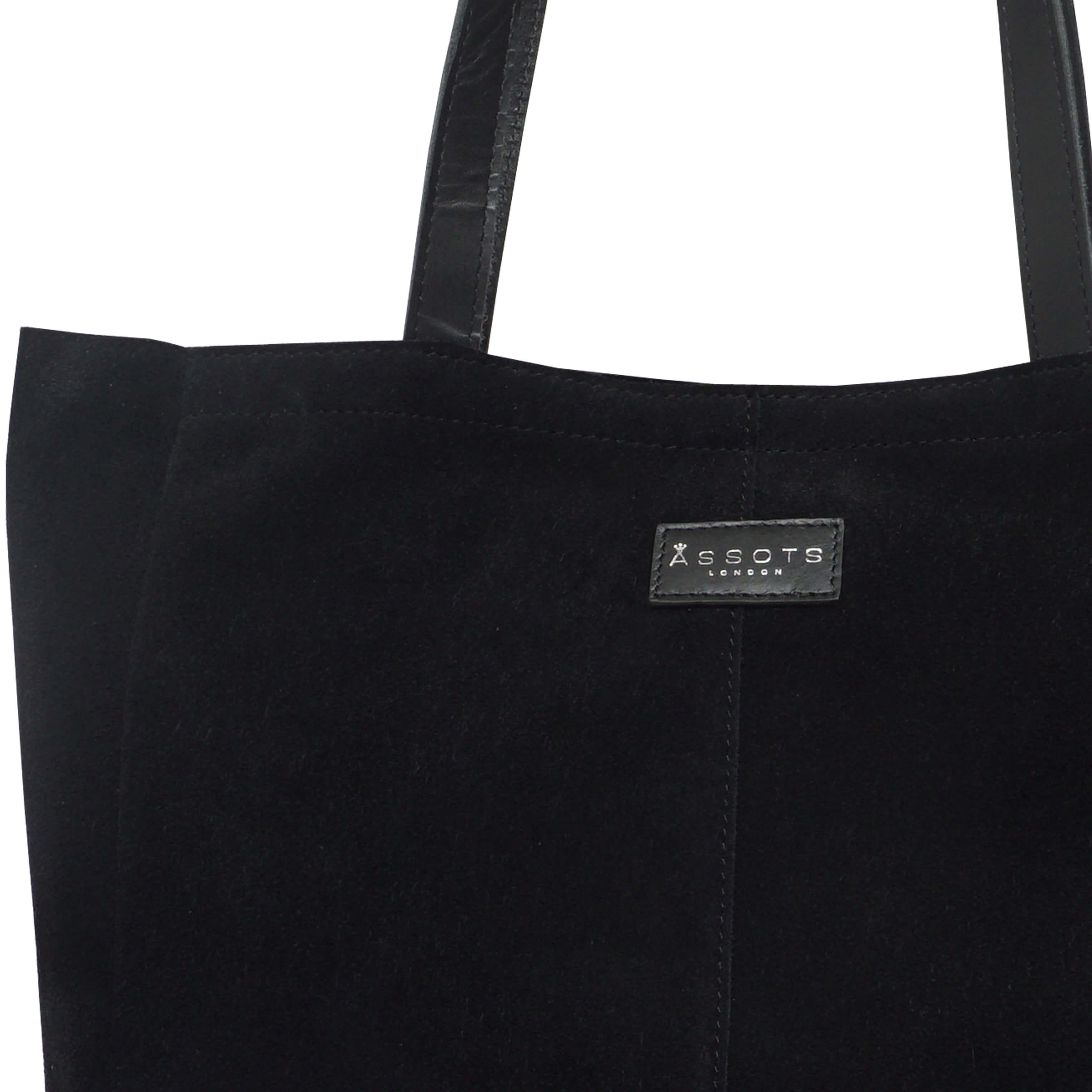 'PAIGE' Black Real Leather + Pewter Metallic Leather Tote Bag