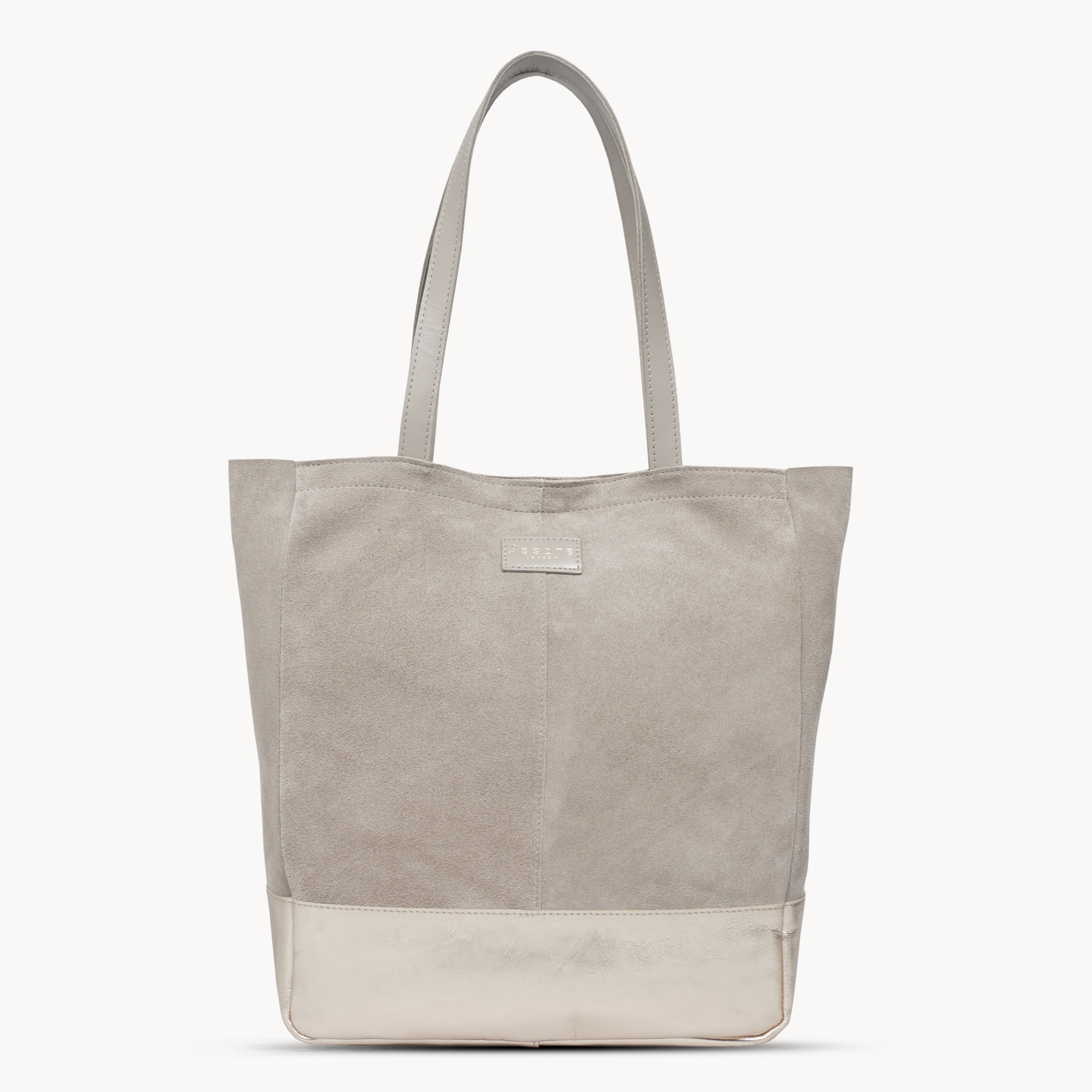 'PAIGE' Pink Real Leather + Rose Gold Metallic Leather Tote Bag