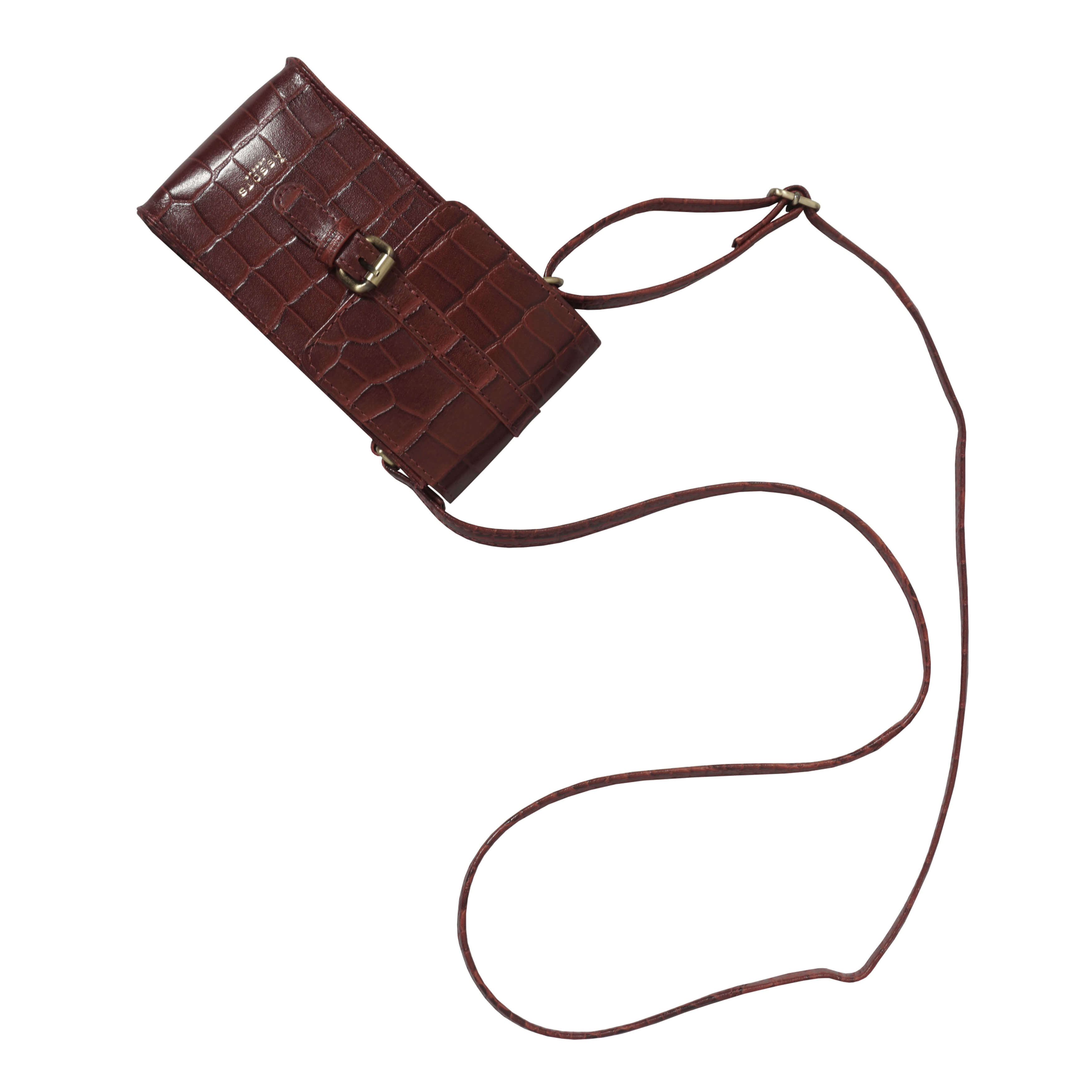 'PETRA' Red Croc Real Leather Mobile Phone Crossbody Bag