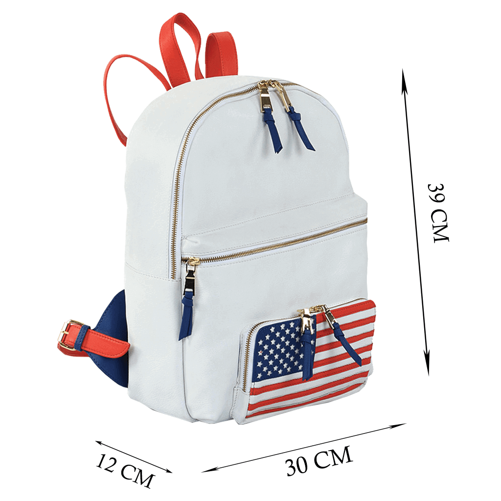 'WASHINGTON' White Designer Full Grain Leather Laptop Backpack