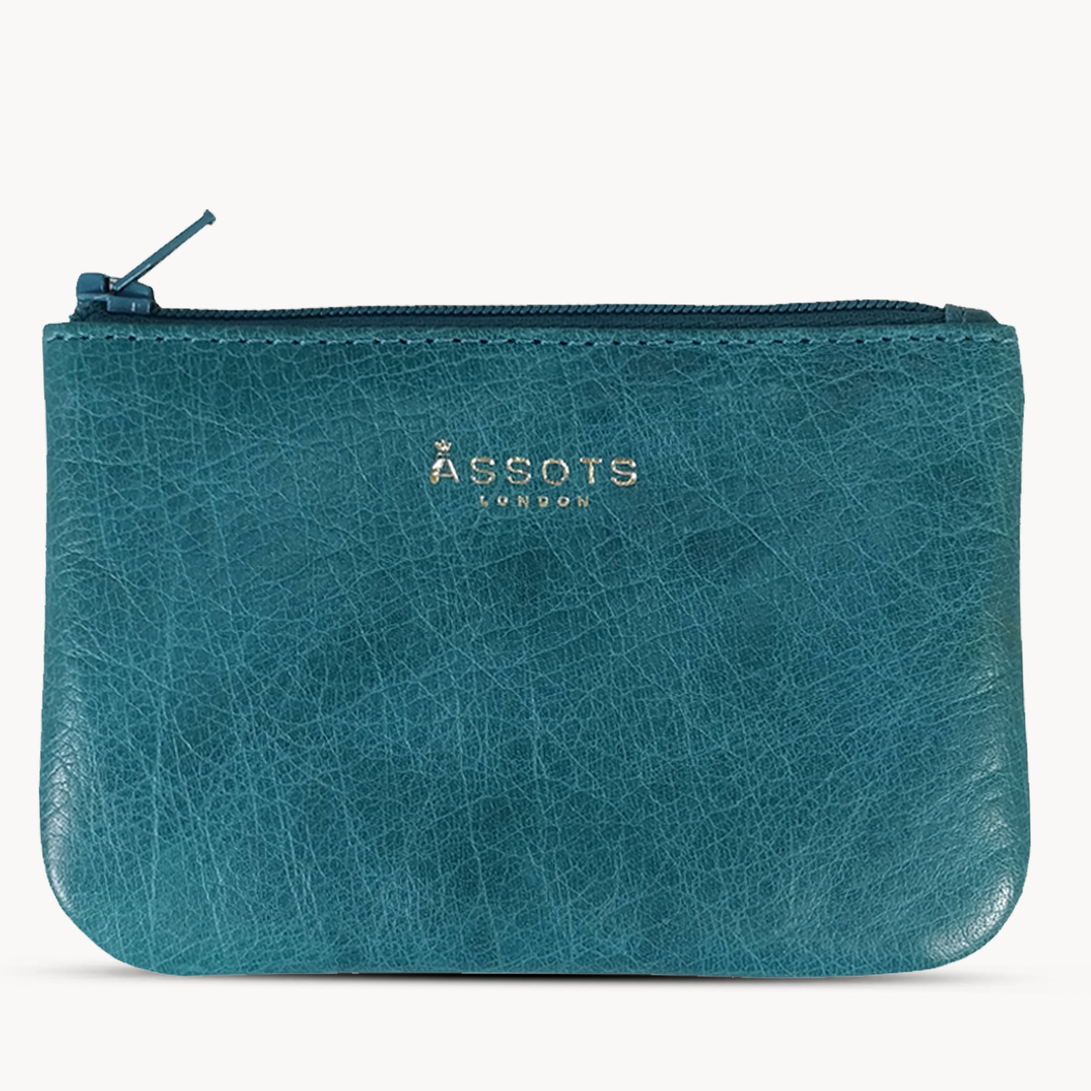'Poppy' Ocean Blue Full Grain Leather Zip Top Coin Purse