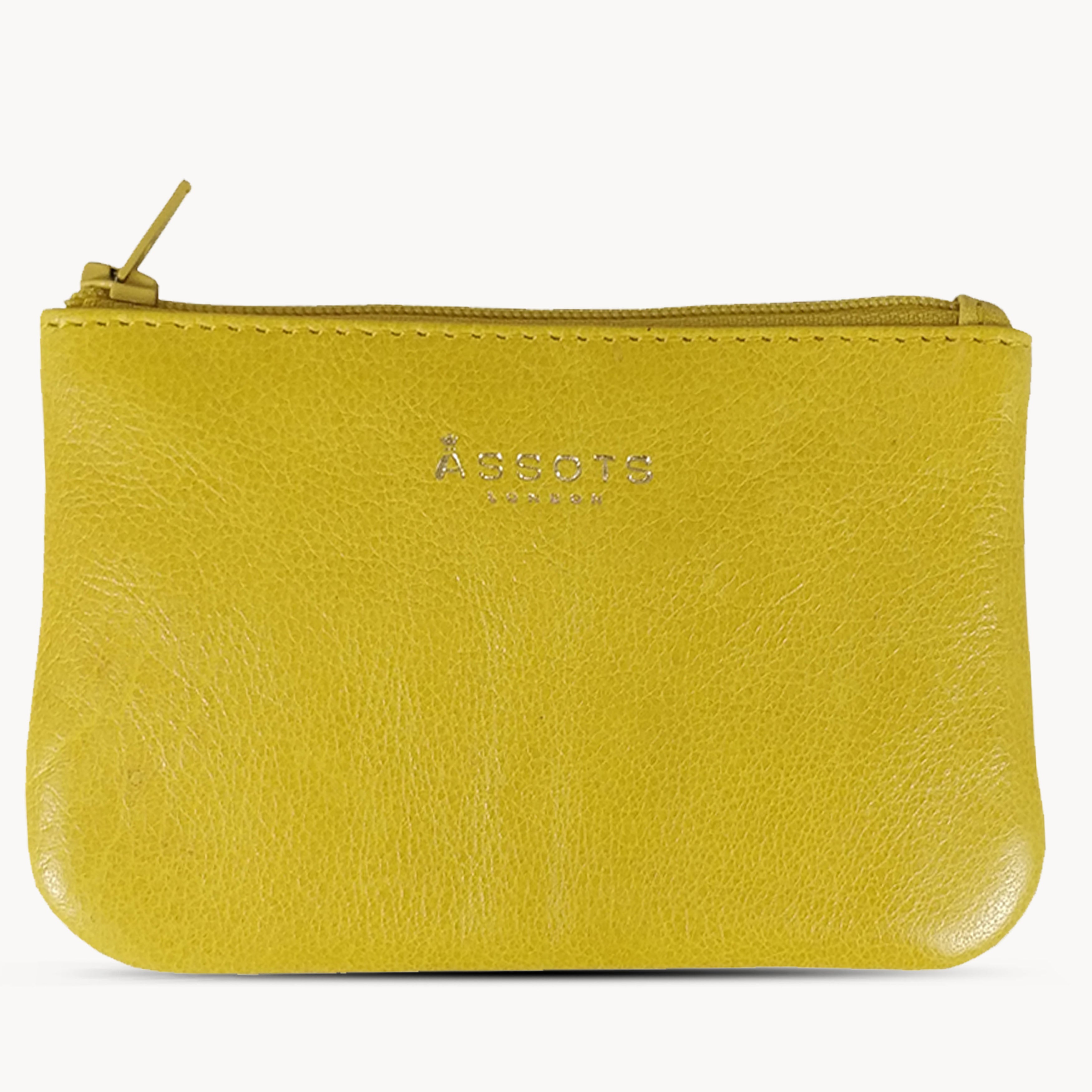 'Poppy' Yellow Full Grain Leather Zip Top Coin Purse