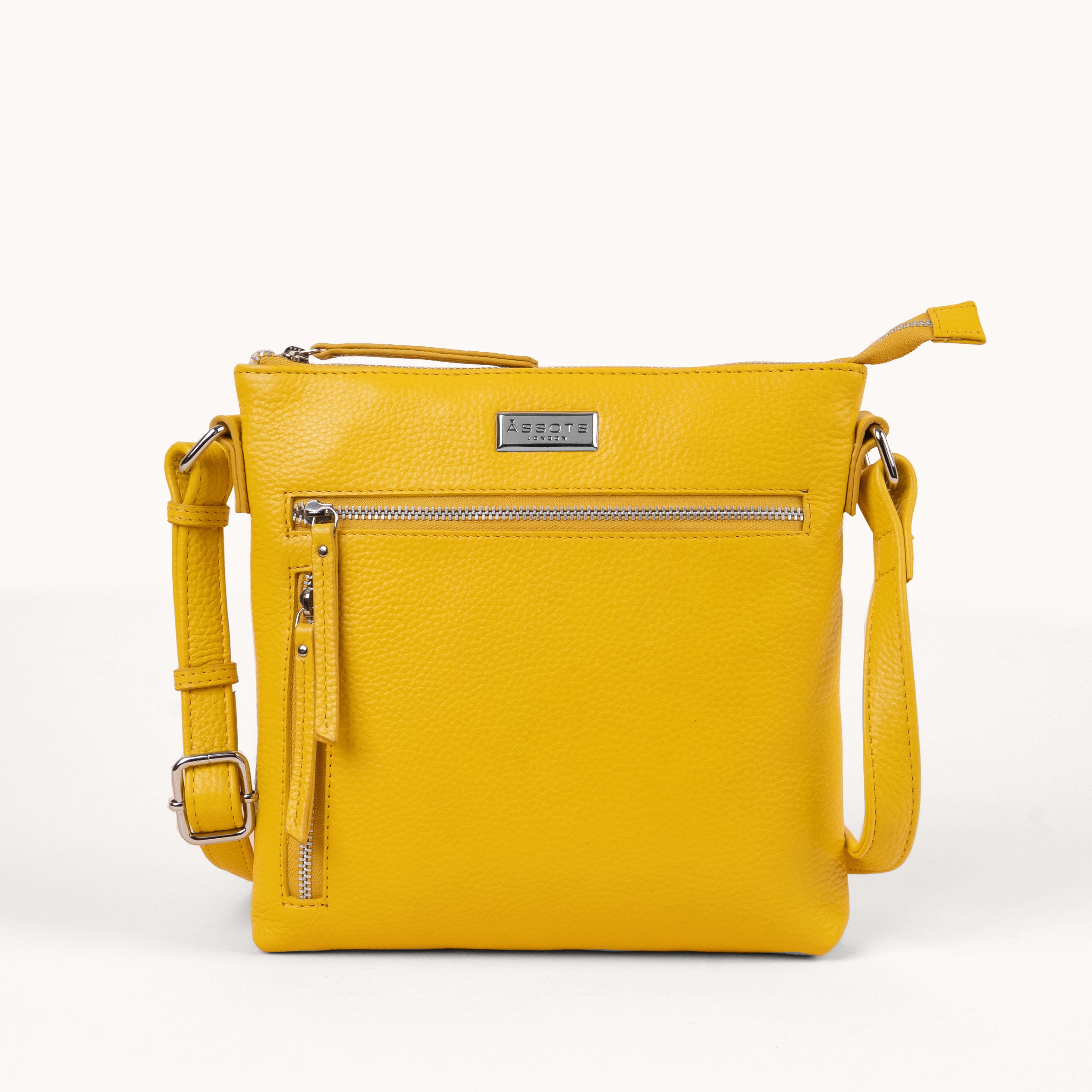 'RUE' Sunflower Pebble Grain Real Leather Crossbody Bag