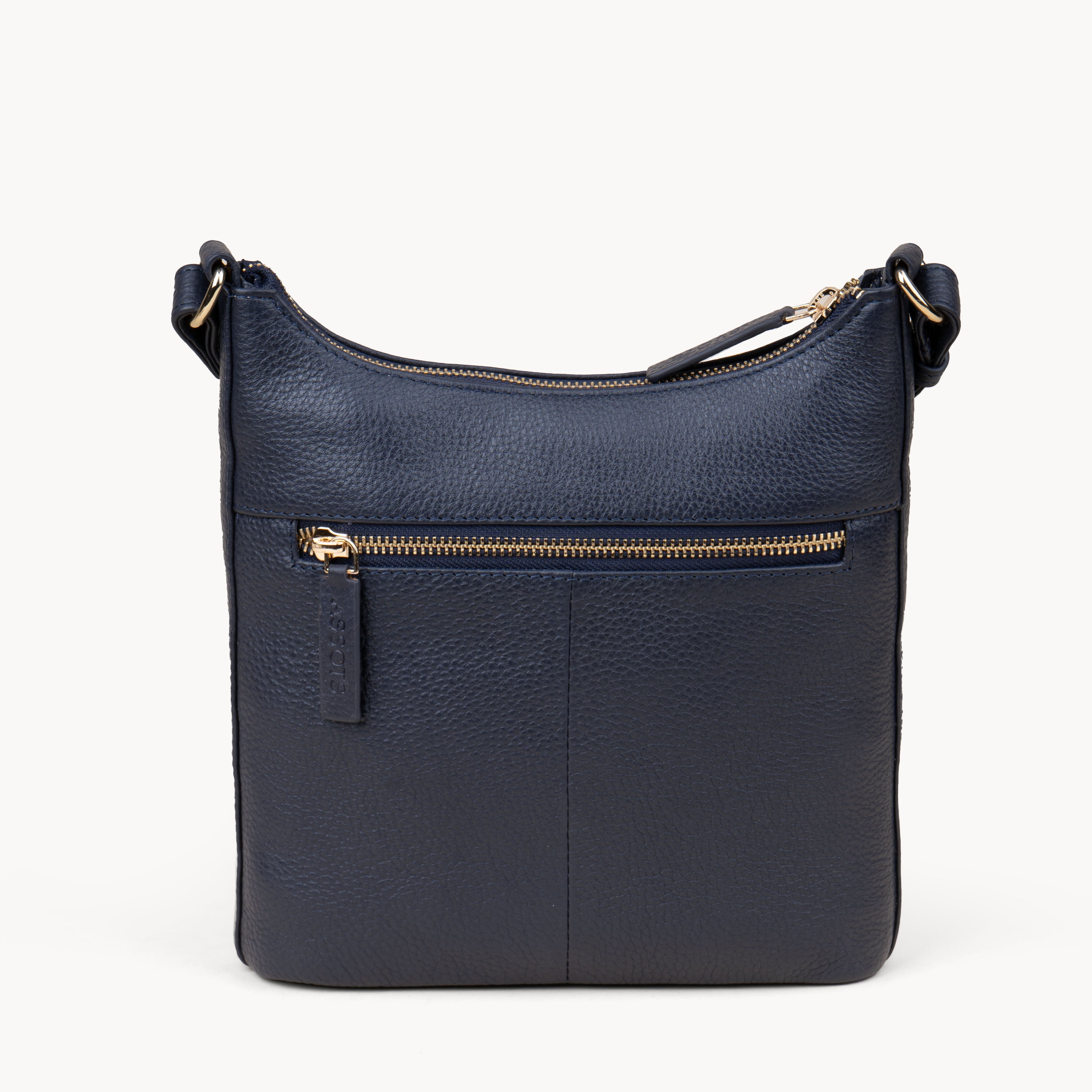 'SALLY' Navy Pebble Grain Real Leather Crossbody Bag