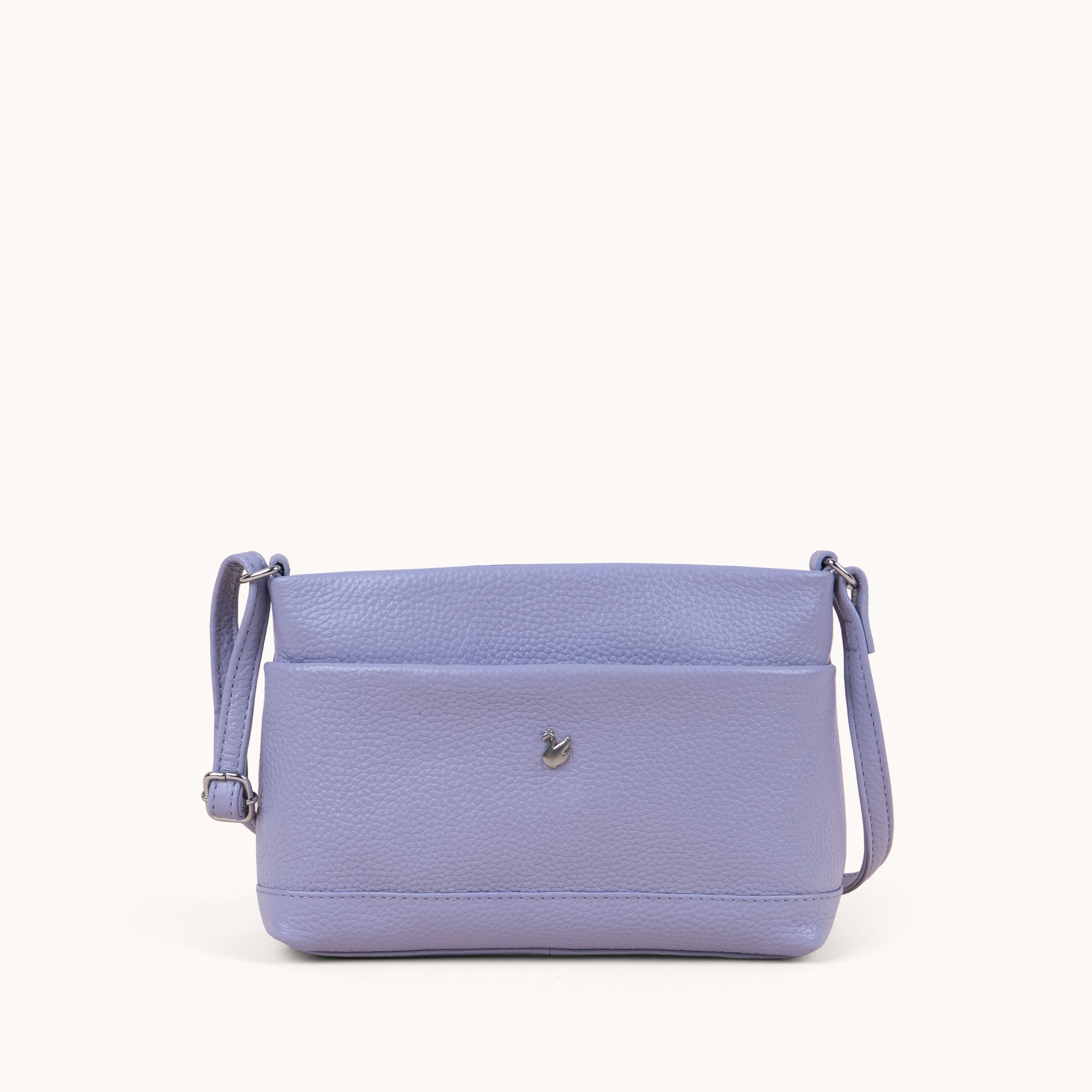 'SANDRA' Lilac Pebble Grain Real Leather Crossbody Bag