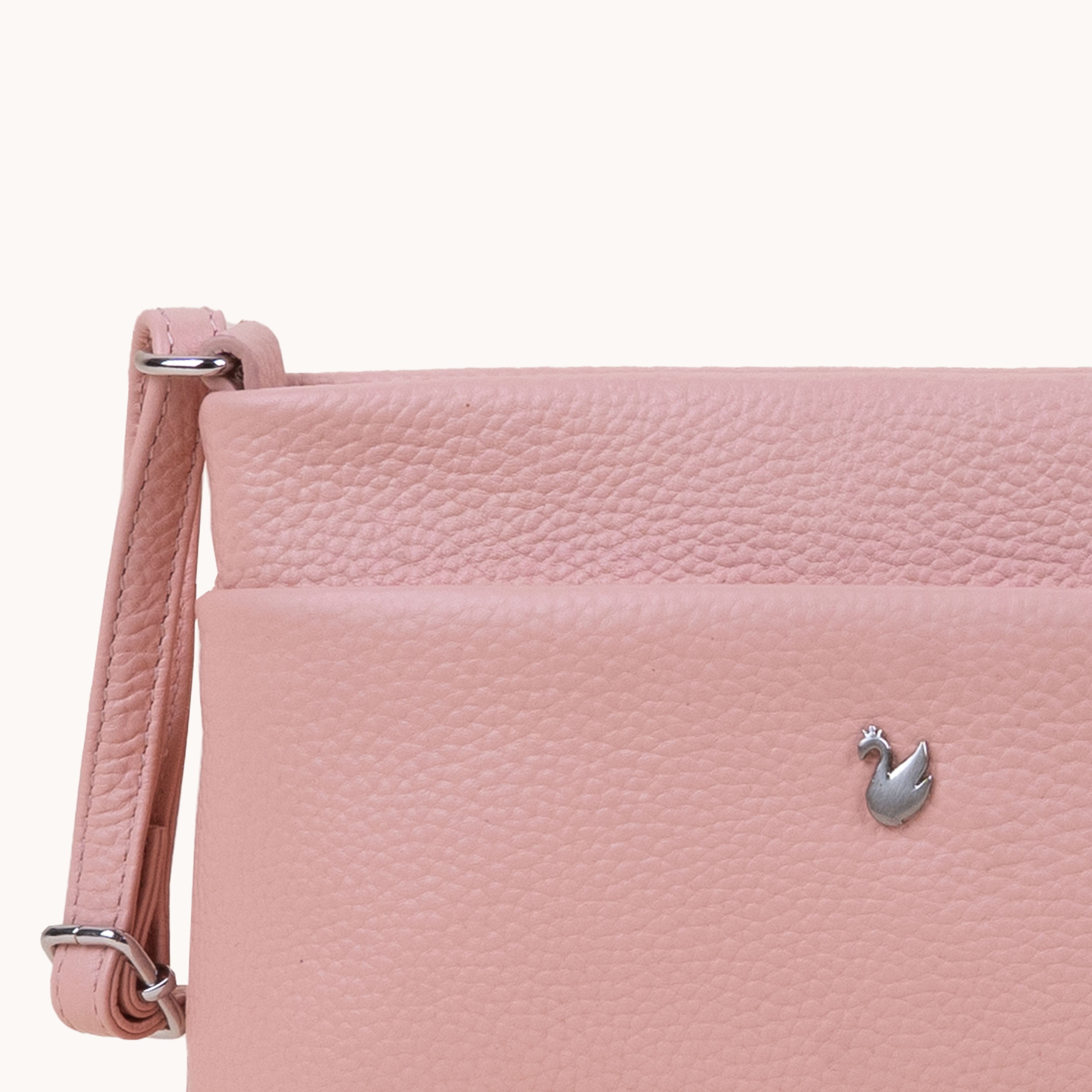 'SANDRA' Peach Pebble Grain Real Leather Crossbody Bag