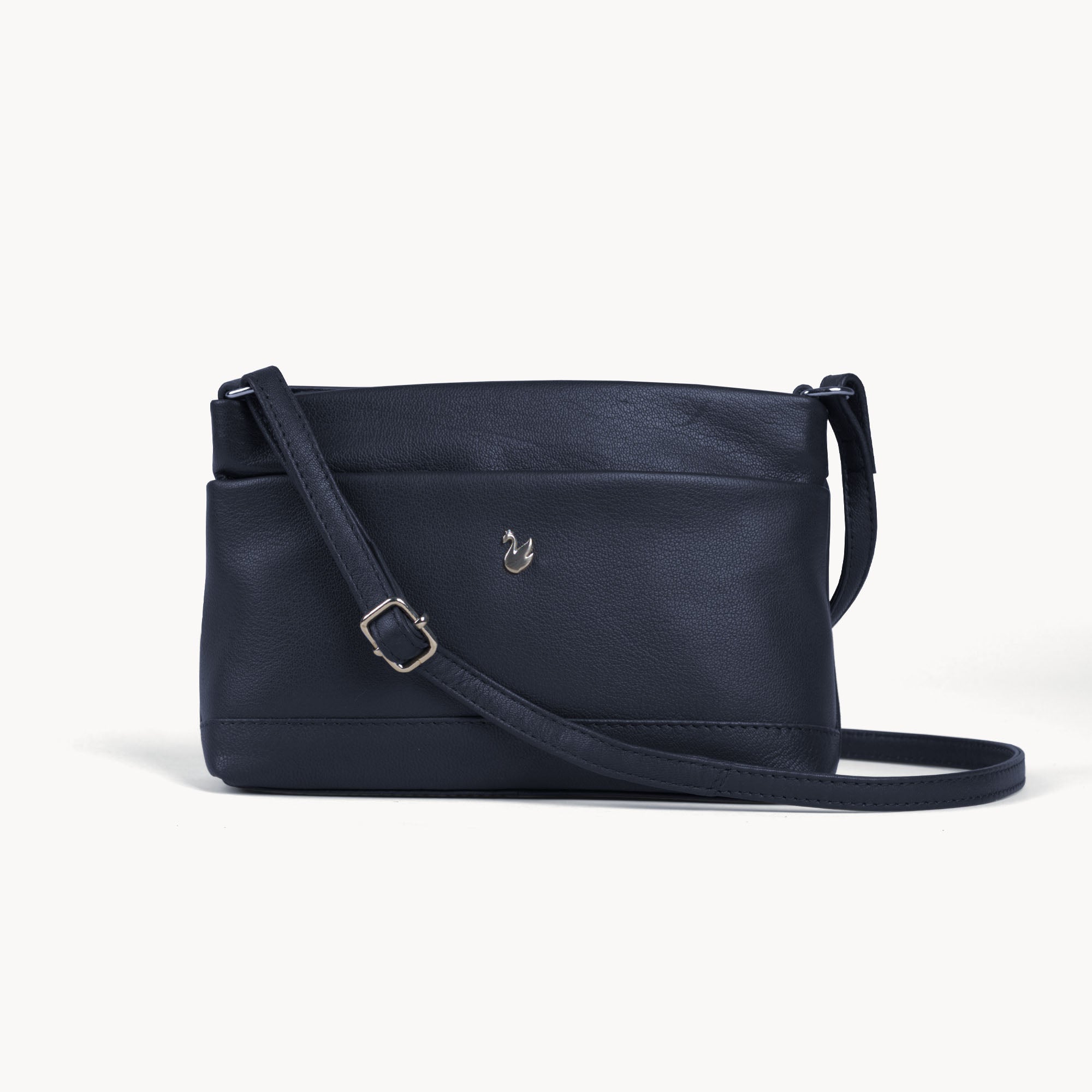 'SANDRA' Navy Soft Nappa Full Grain Real Leather Crossbody Bag