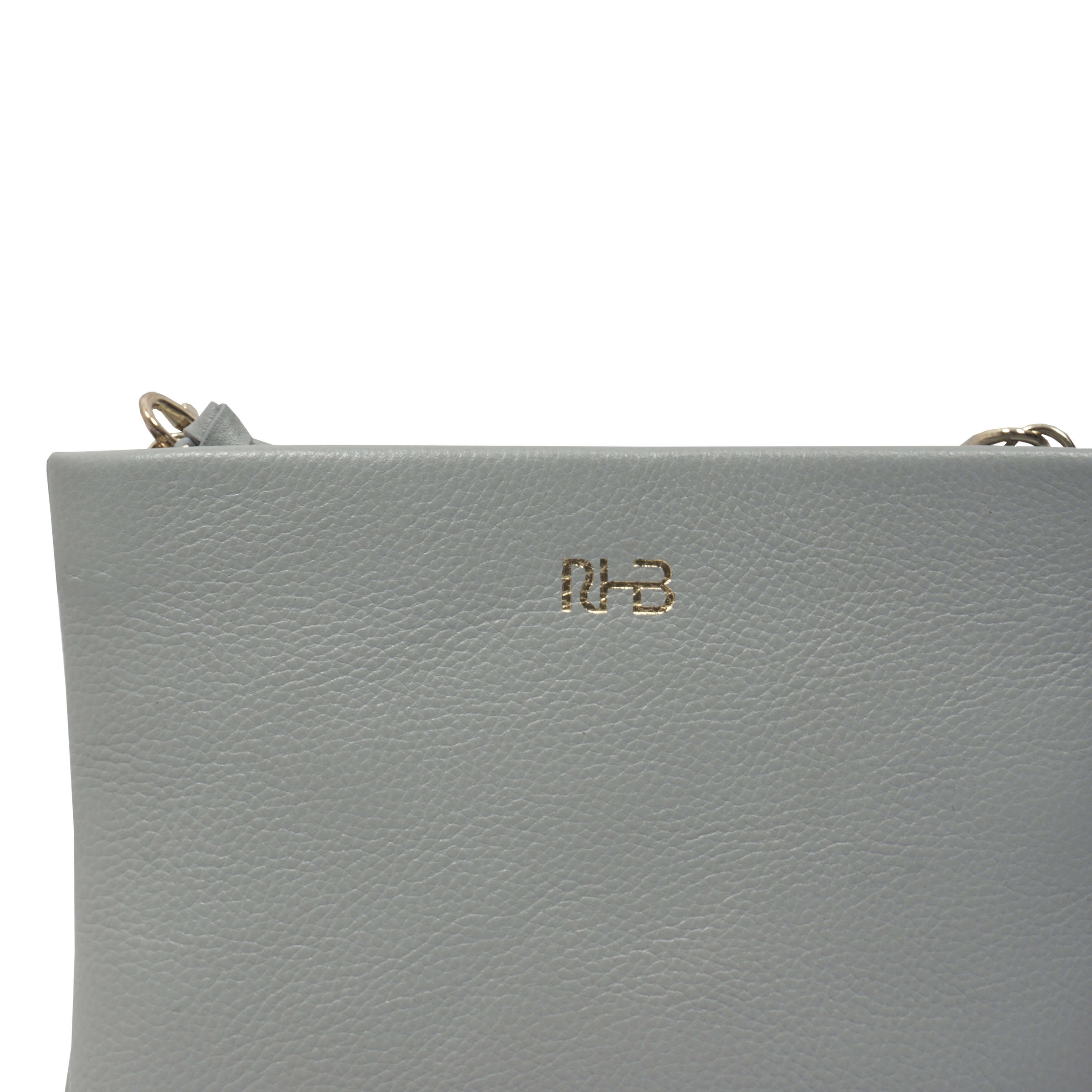 'SOPHIA' Cameo Blue Pebble Grain Zip Top Leather Crossbody Bag