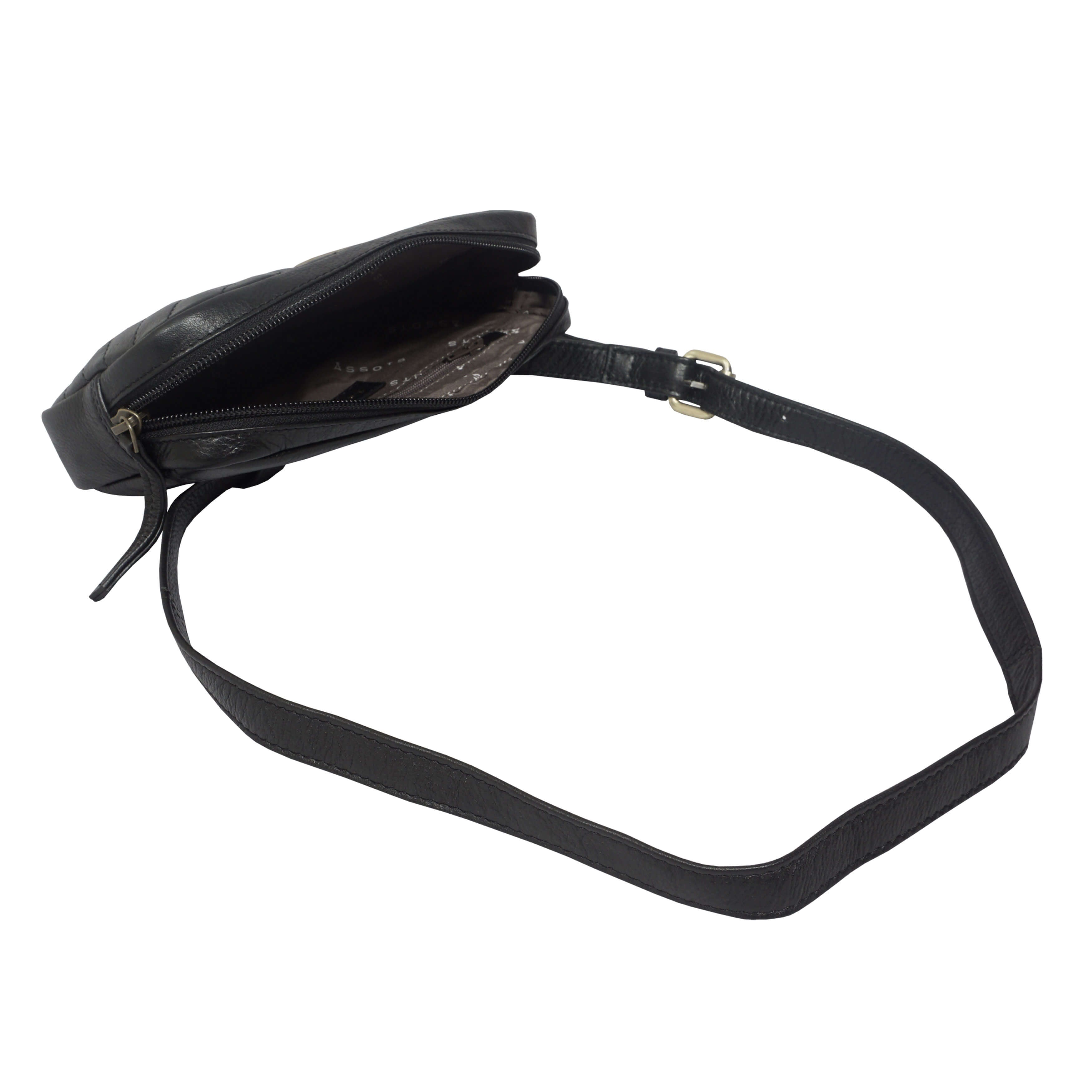 'STELLA' Black Quilted Pebble Grain Leather Bum Belt Bag