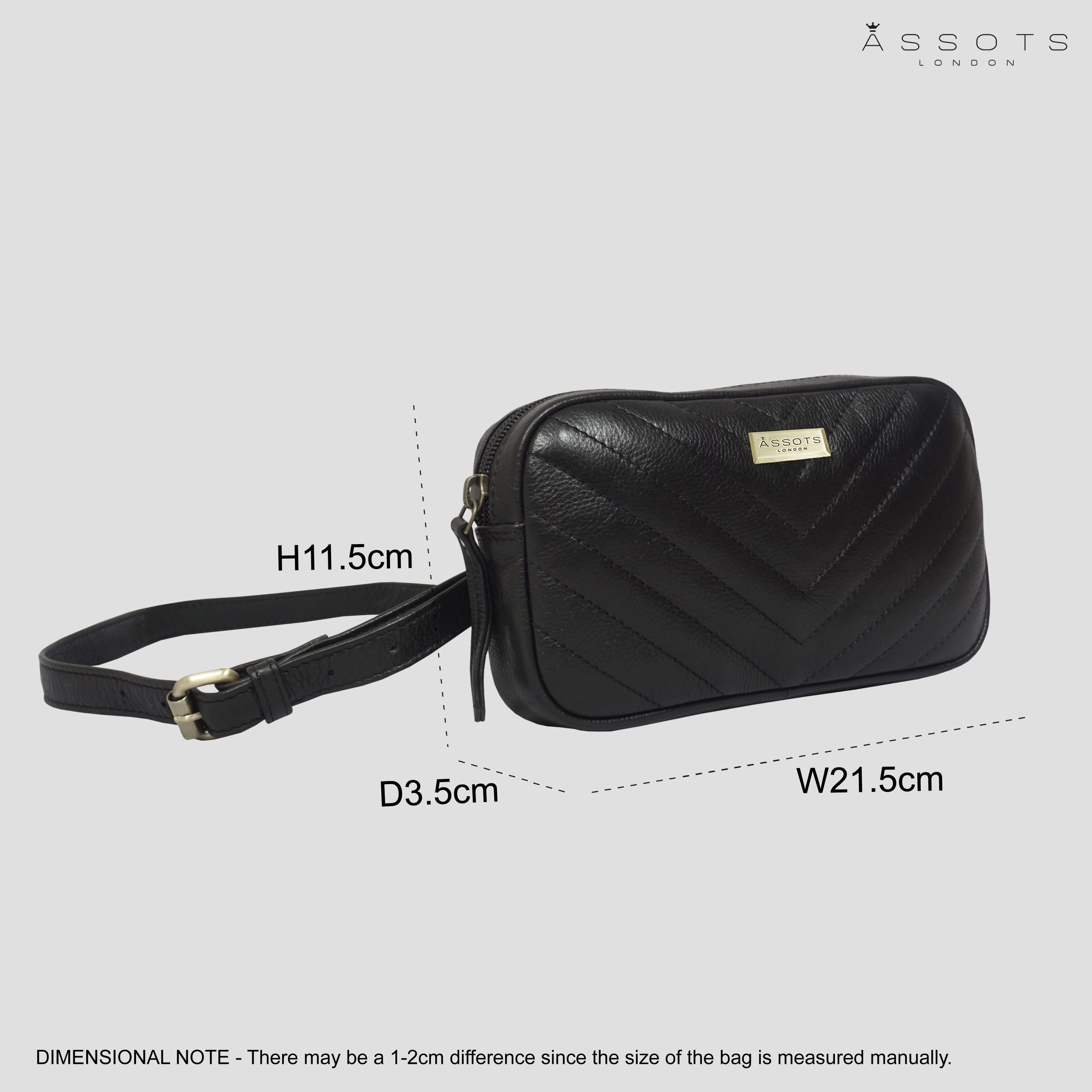 'STELLA' Black Quilted Pebble Grain Leather Bum Belt Bag