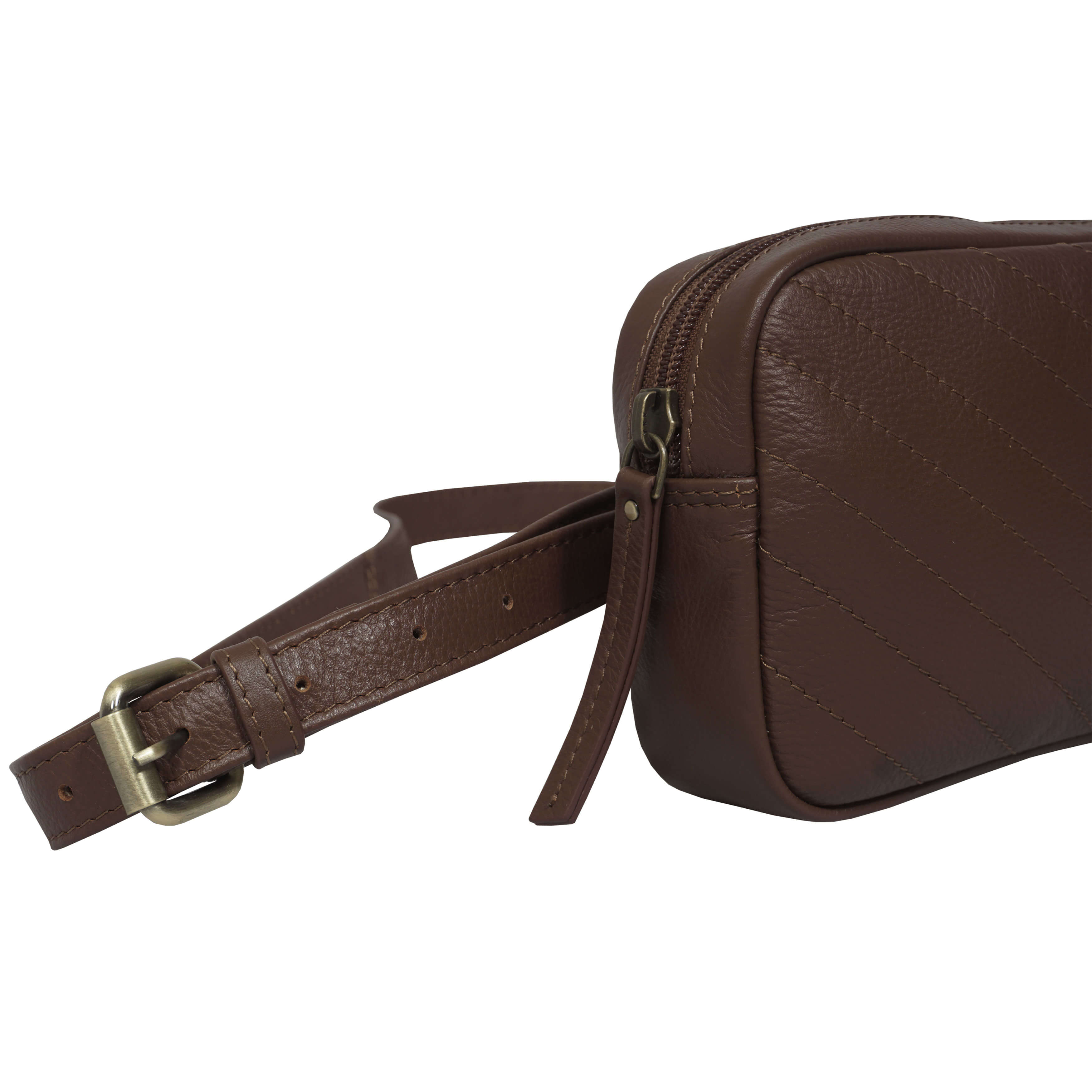 'STELLA' Tan Quilted Pebble Grain Leather Bum Belt Bag
