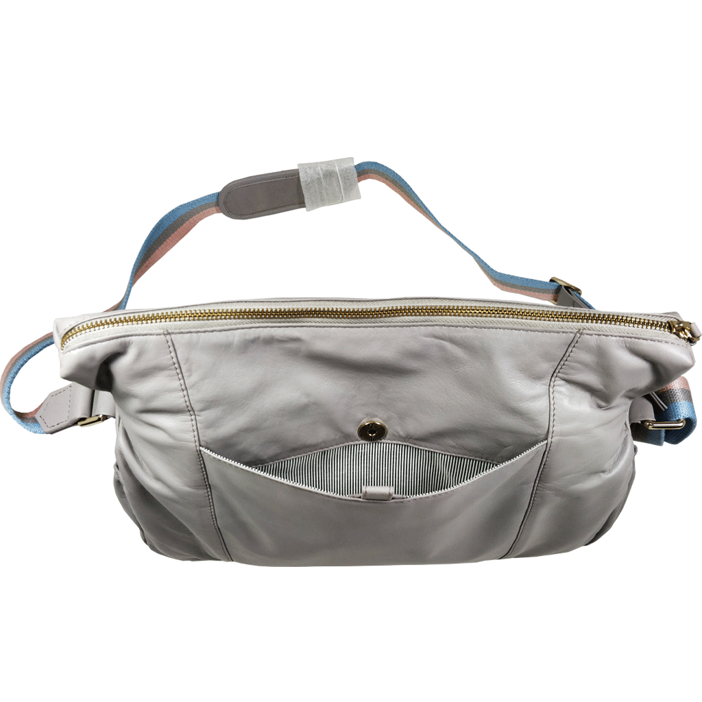 'SUZANNE' Grey Lightweight Luxurious Baby Changing/Diaper Leather Crossbody Organiser Bag