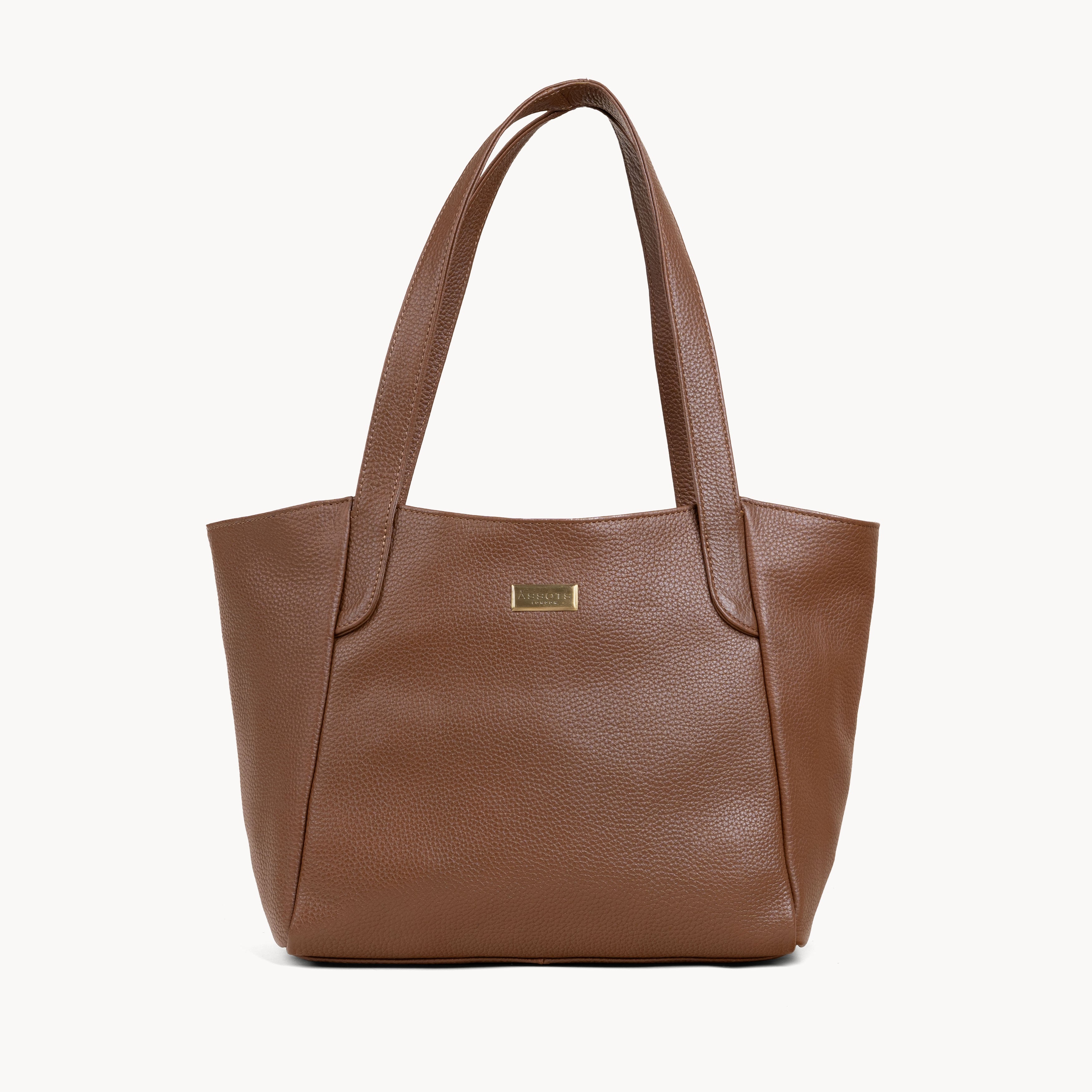 'URBAN TOTE' Tan Pebble Grain Real Leather Work Tote Bag