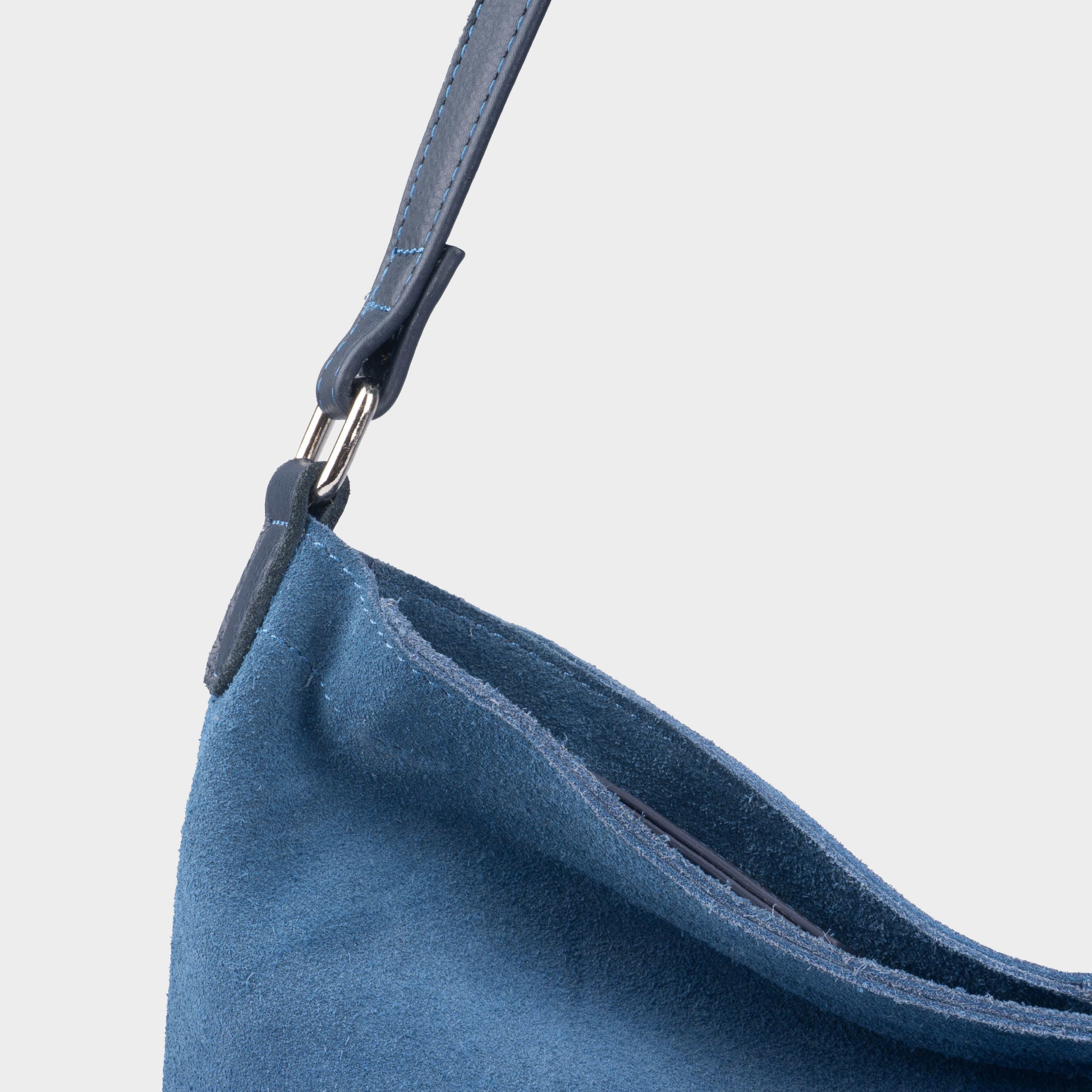 'TINA' Navy Suede Real Leather Unlined Slouchy Shopper Tote Bag