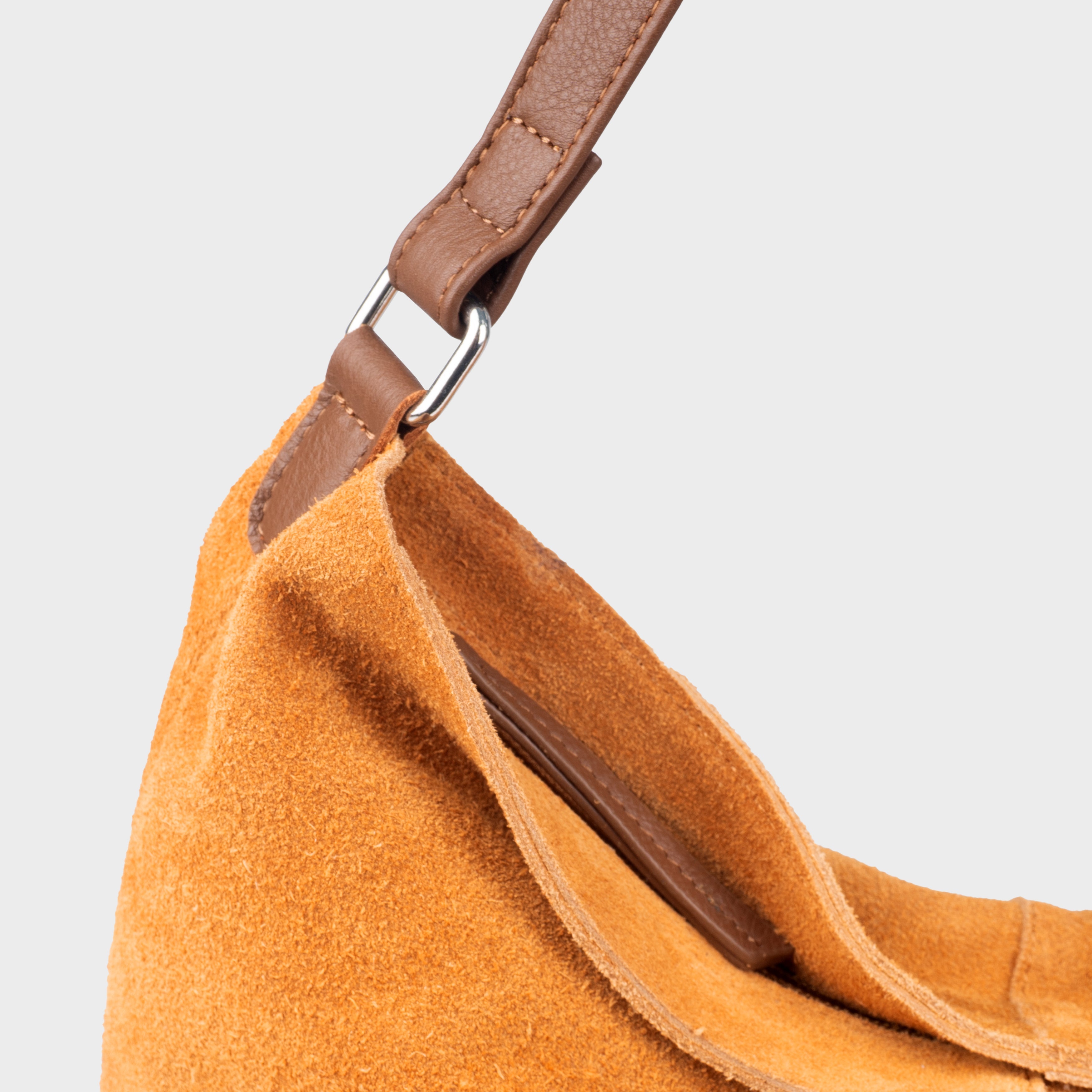 'TINA' Tan Suede Real Leather Unlined Slouchy Shopper Tote Bag