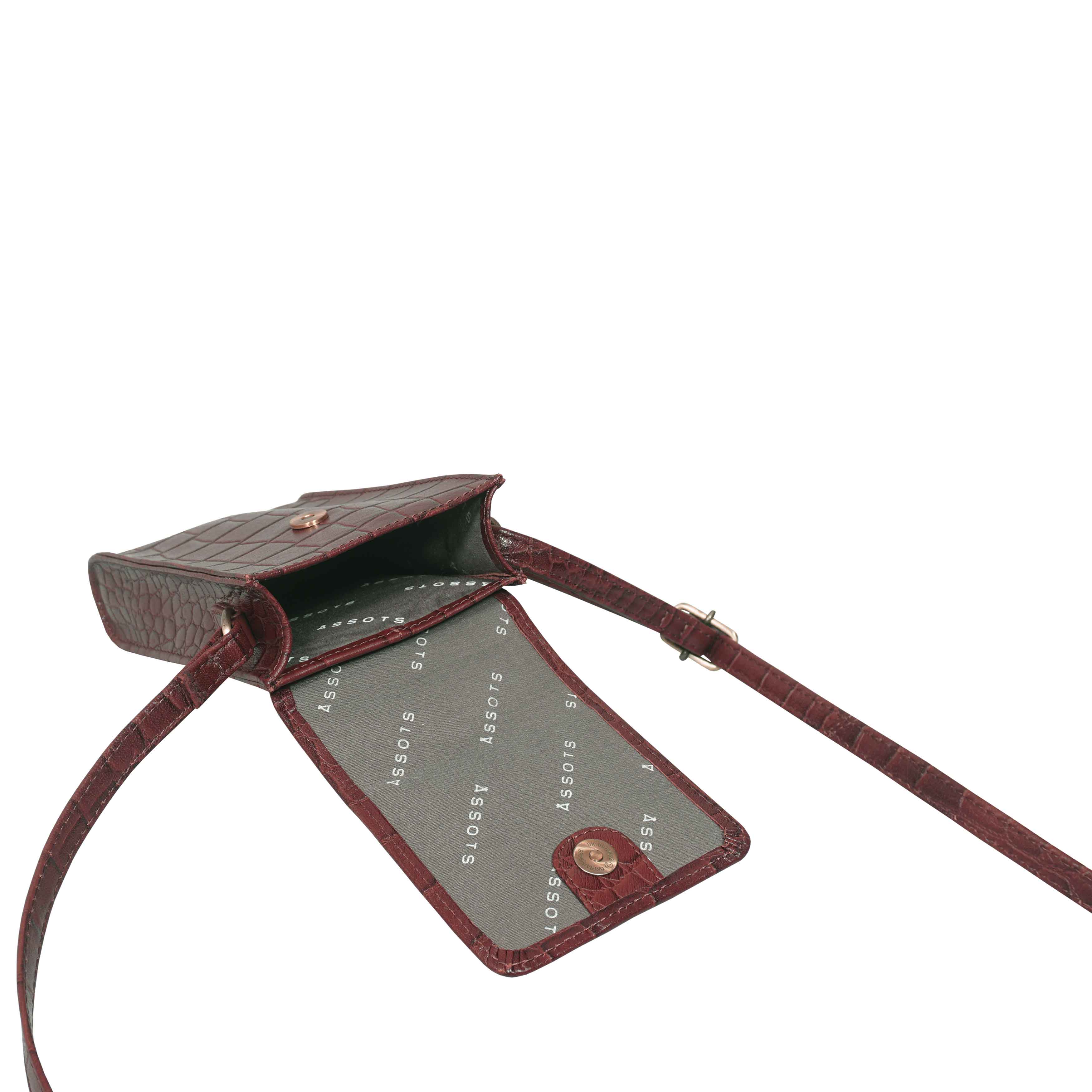 'TRACY' Red Croc Real Leather Crossbody Phone Bag