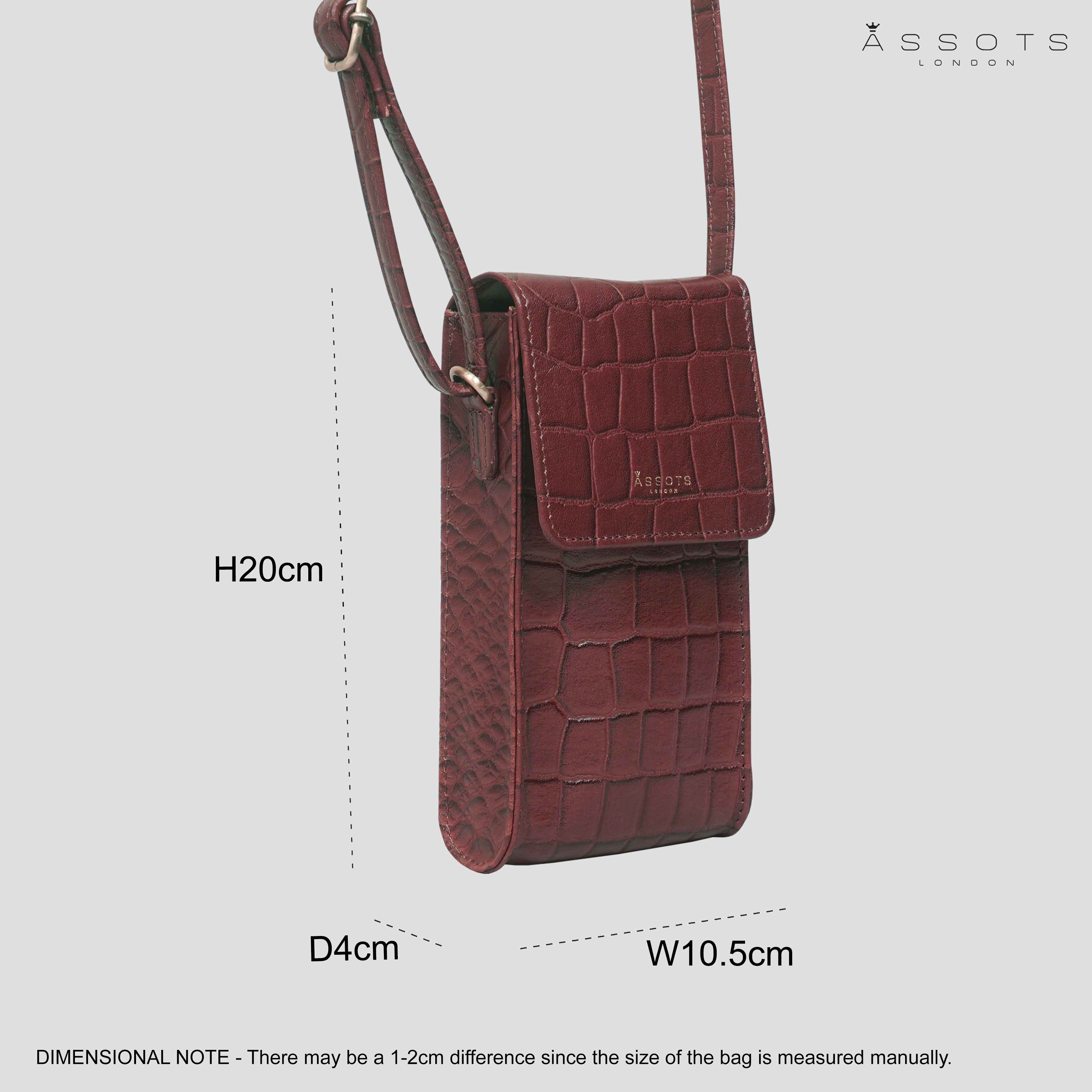 'TRACY' Red Croc Real Leather Crossbody Phone Bag