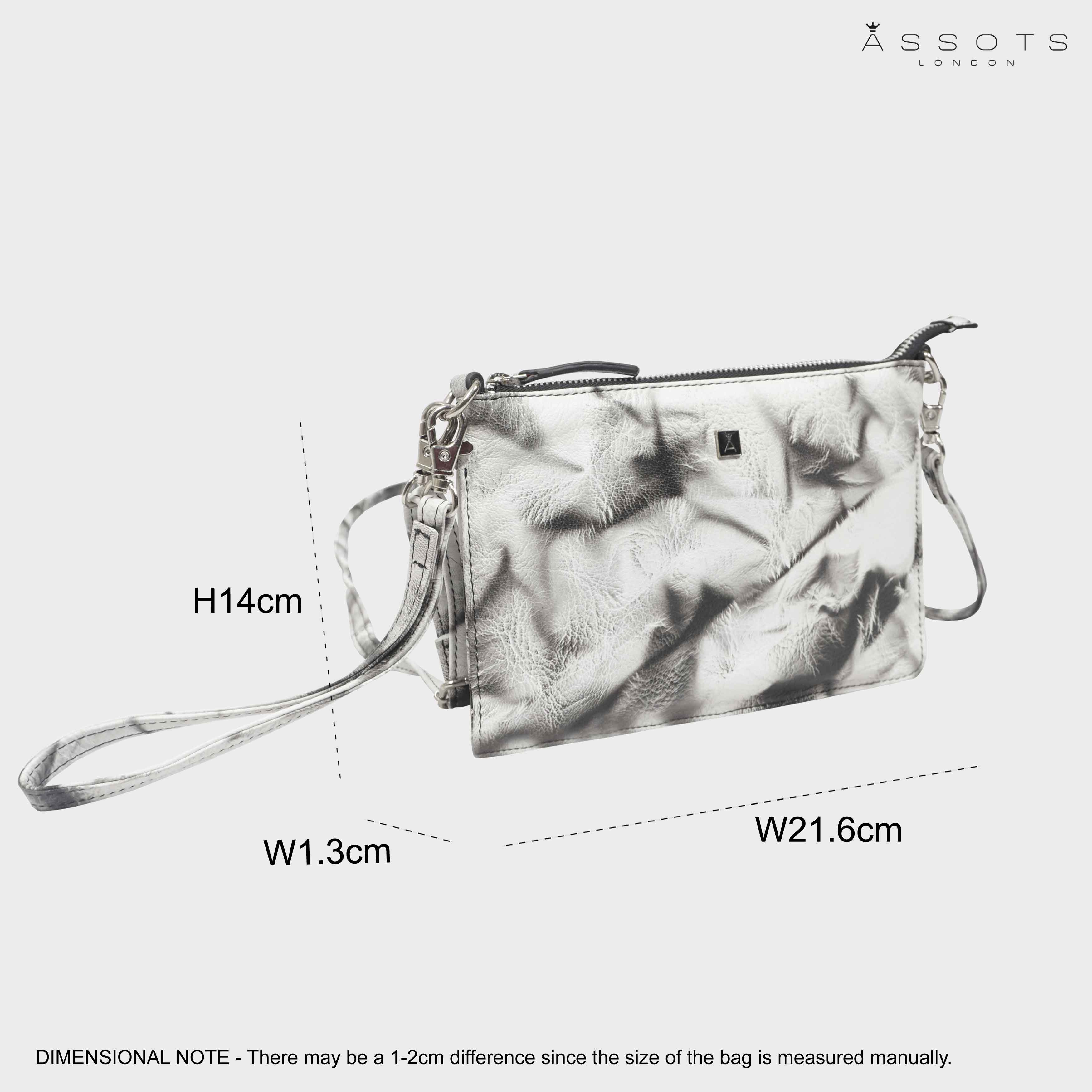 'TODD' Black & White Tie Dye Real Leather Crossbody Wristlet Bag