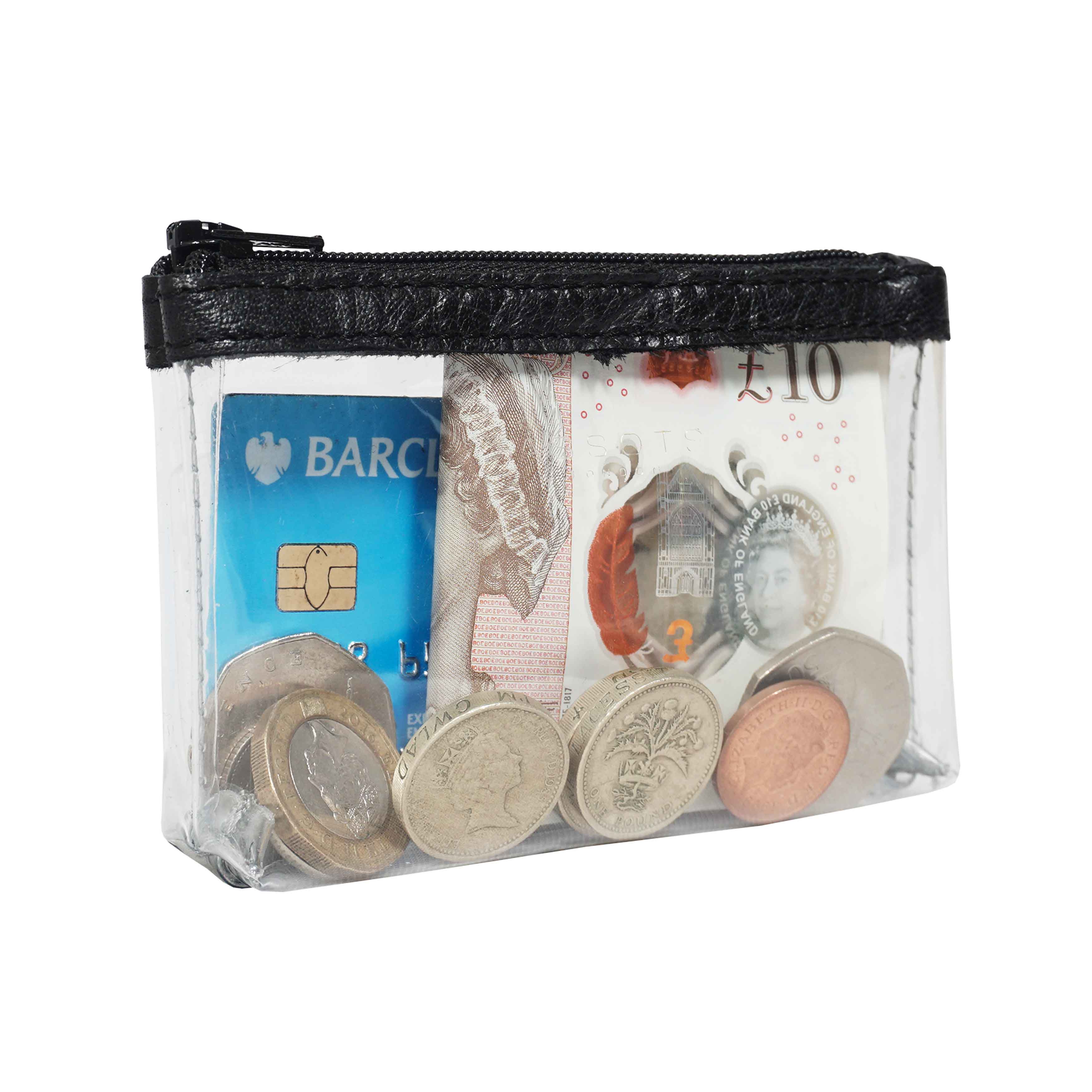 'DINAH' Transparent Zip Top Black Coin Purse