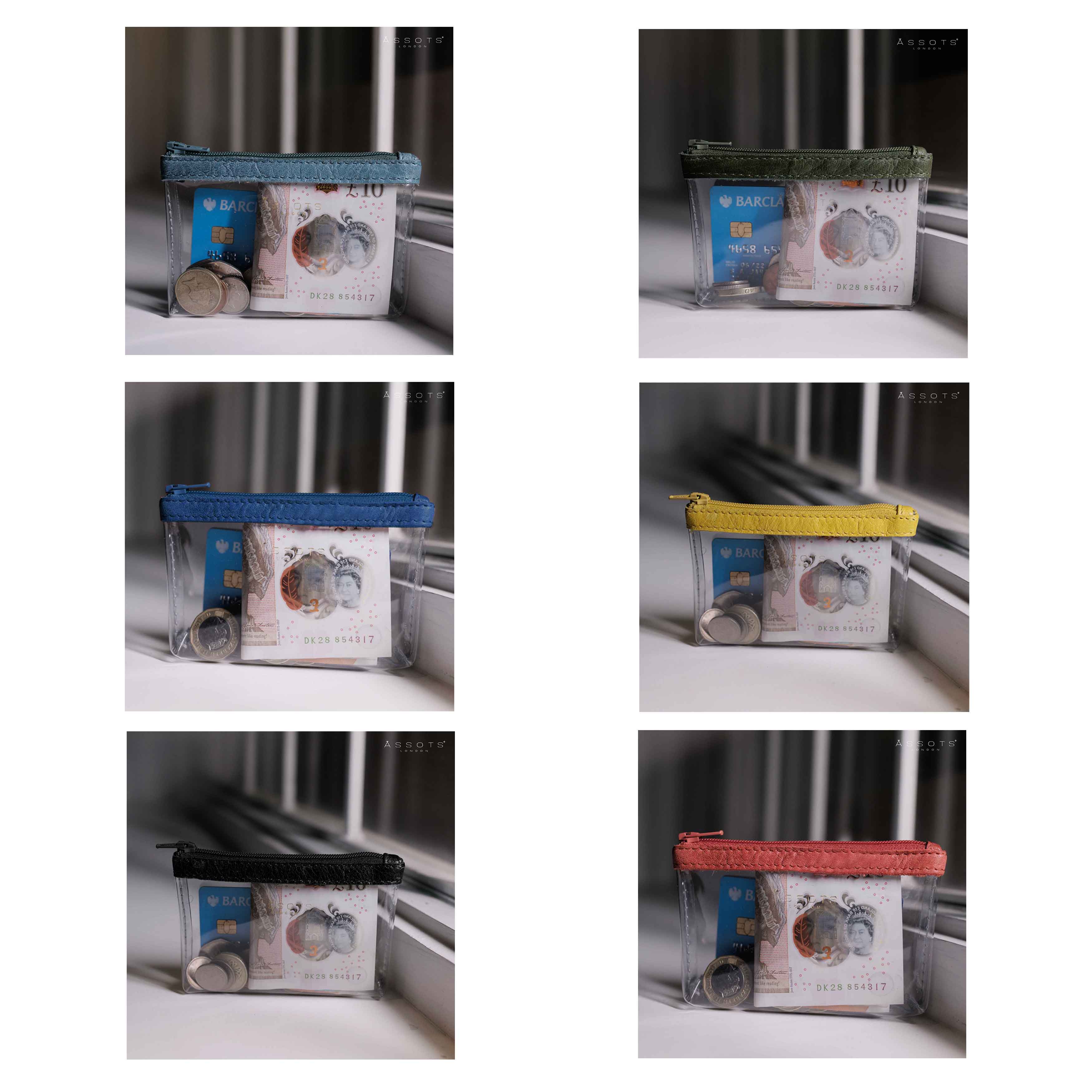 'DINAH' Transparent Zip Top Ocean Blue Coin Purse