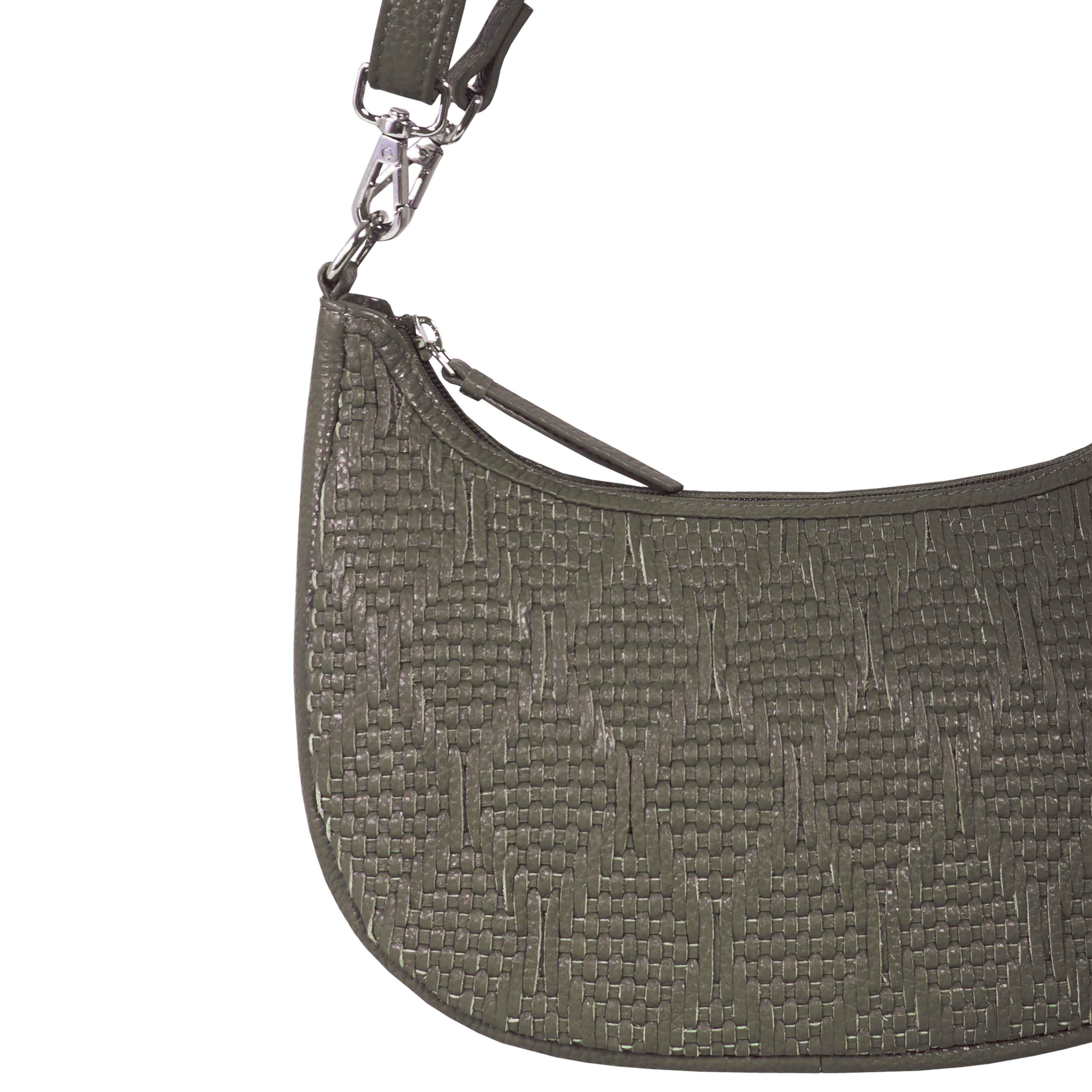 'Wonder Weave' Light Olive Real Leather Woven Designer Shoulder Crossbody Bag