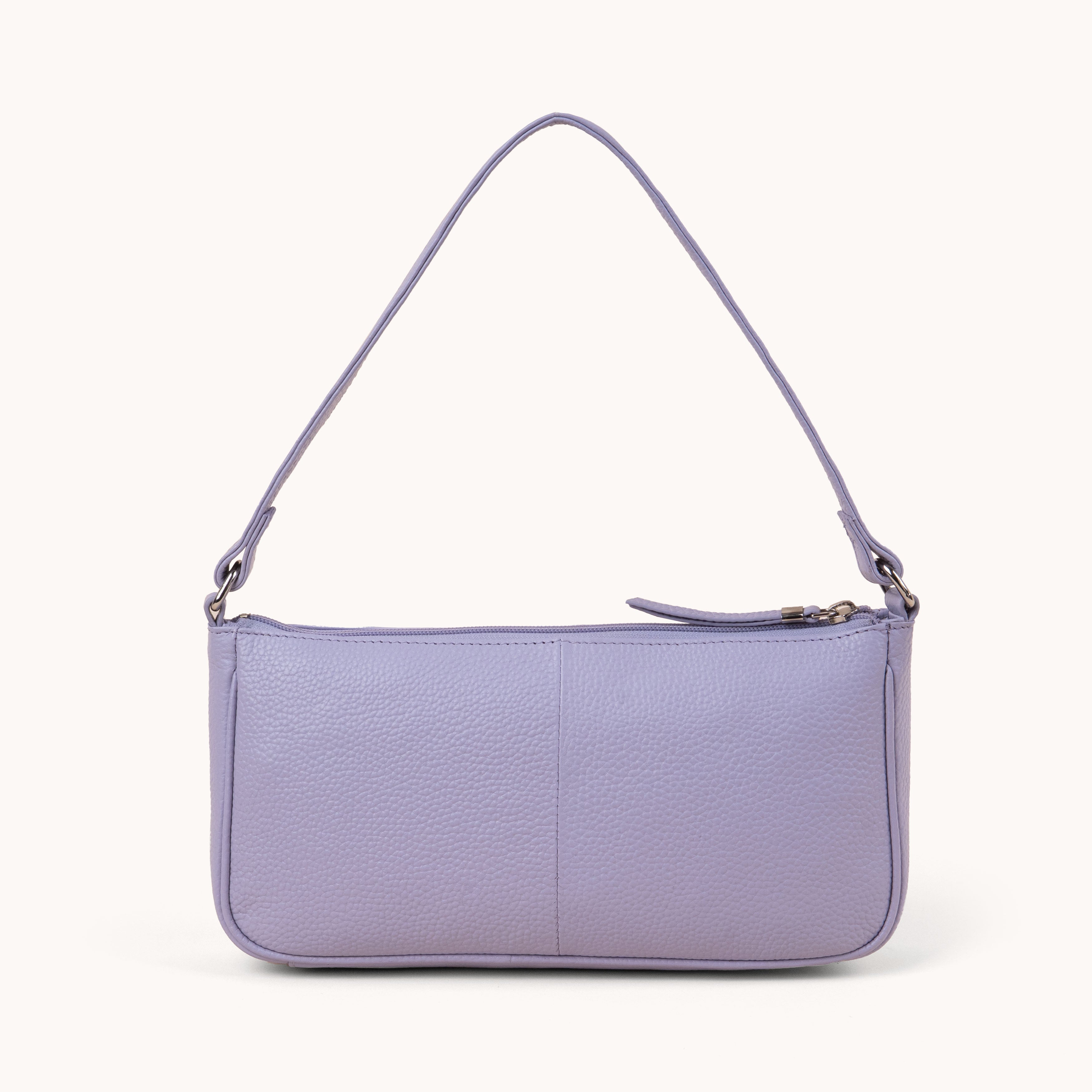 'ZARA' Lilac Pebble Grain Real Leather Shoulder Bag