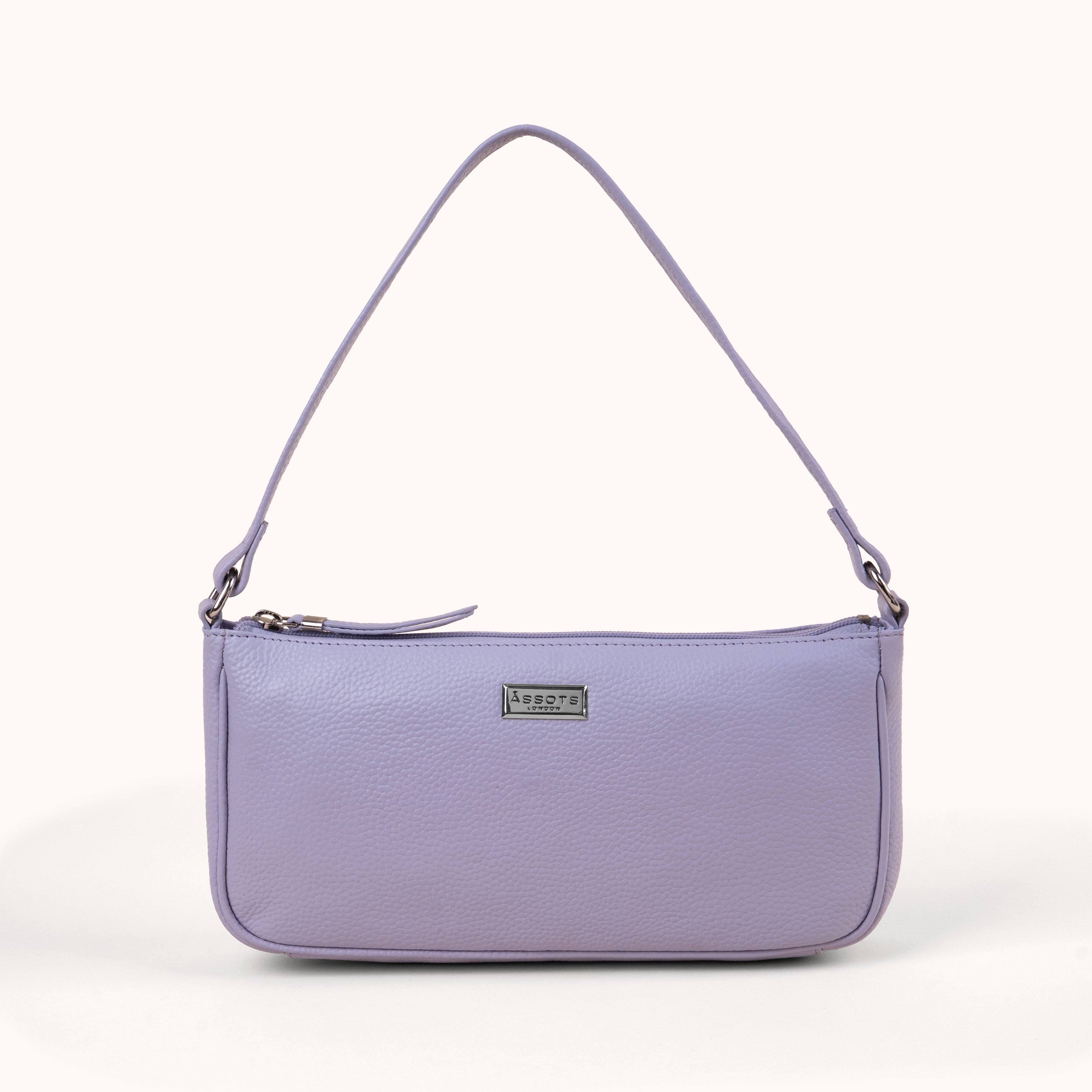 'ZARA' Lilac Pebble Grain Real Leather Shoulder Bag