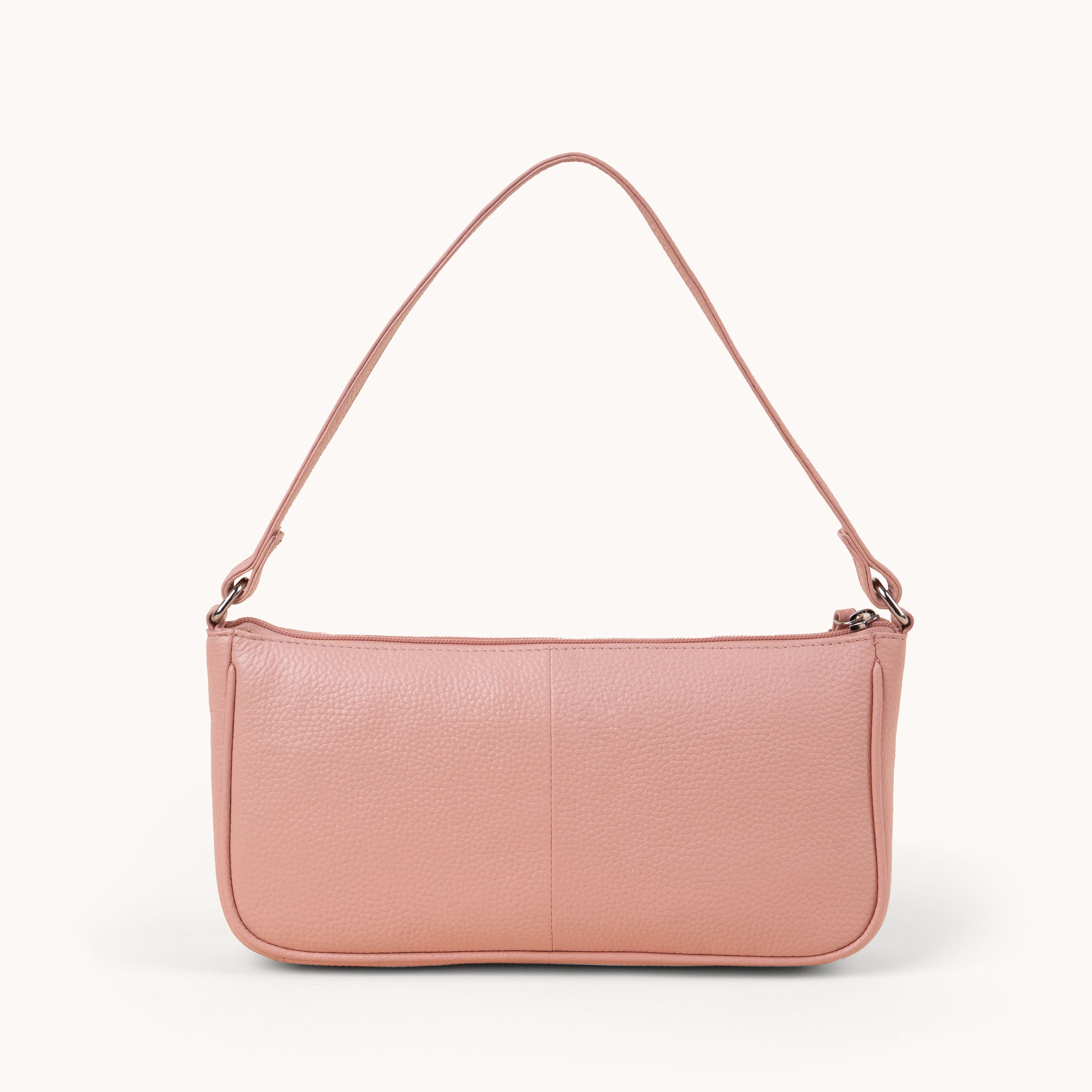 'ZARA' Peach Pebble Grain Real Leather Shoulder Bag
