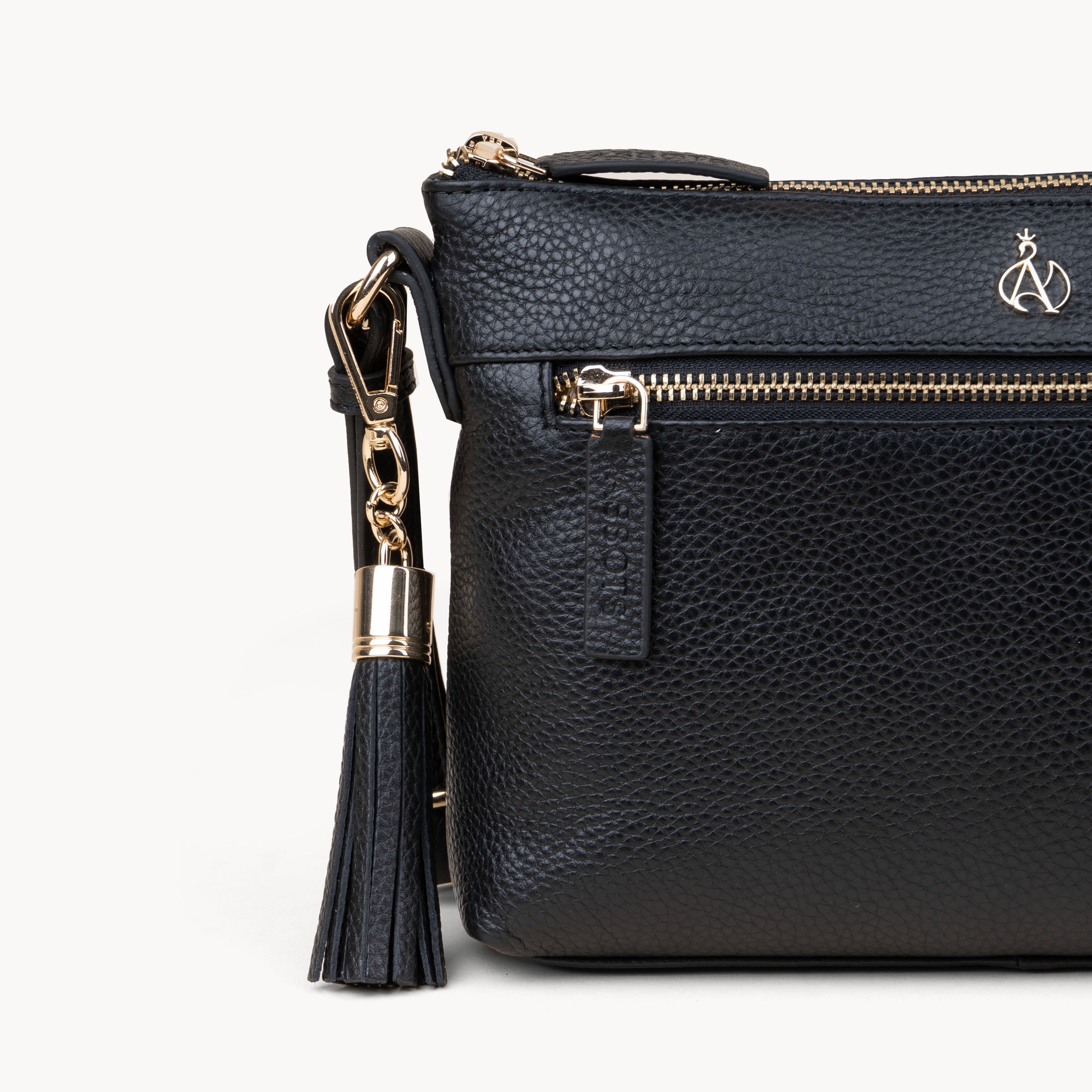 The Black Genuine Leather Gold Tassel