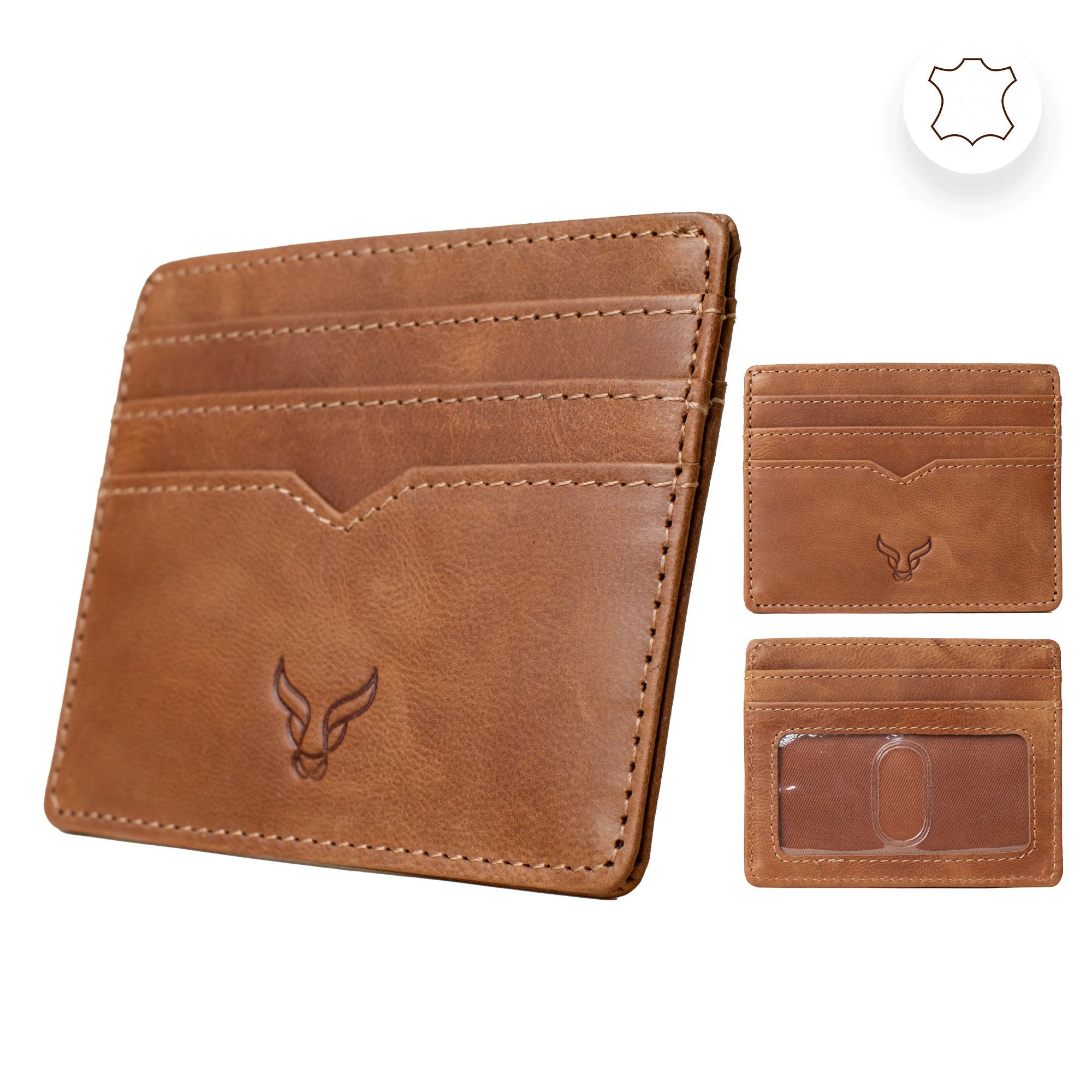 'JILL' Tan Real Leather Slim and Minimalistic RFID Protected Cardholder