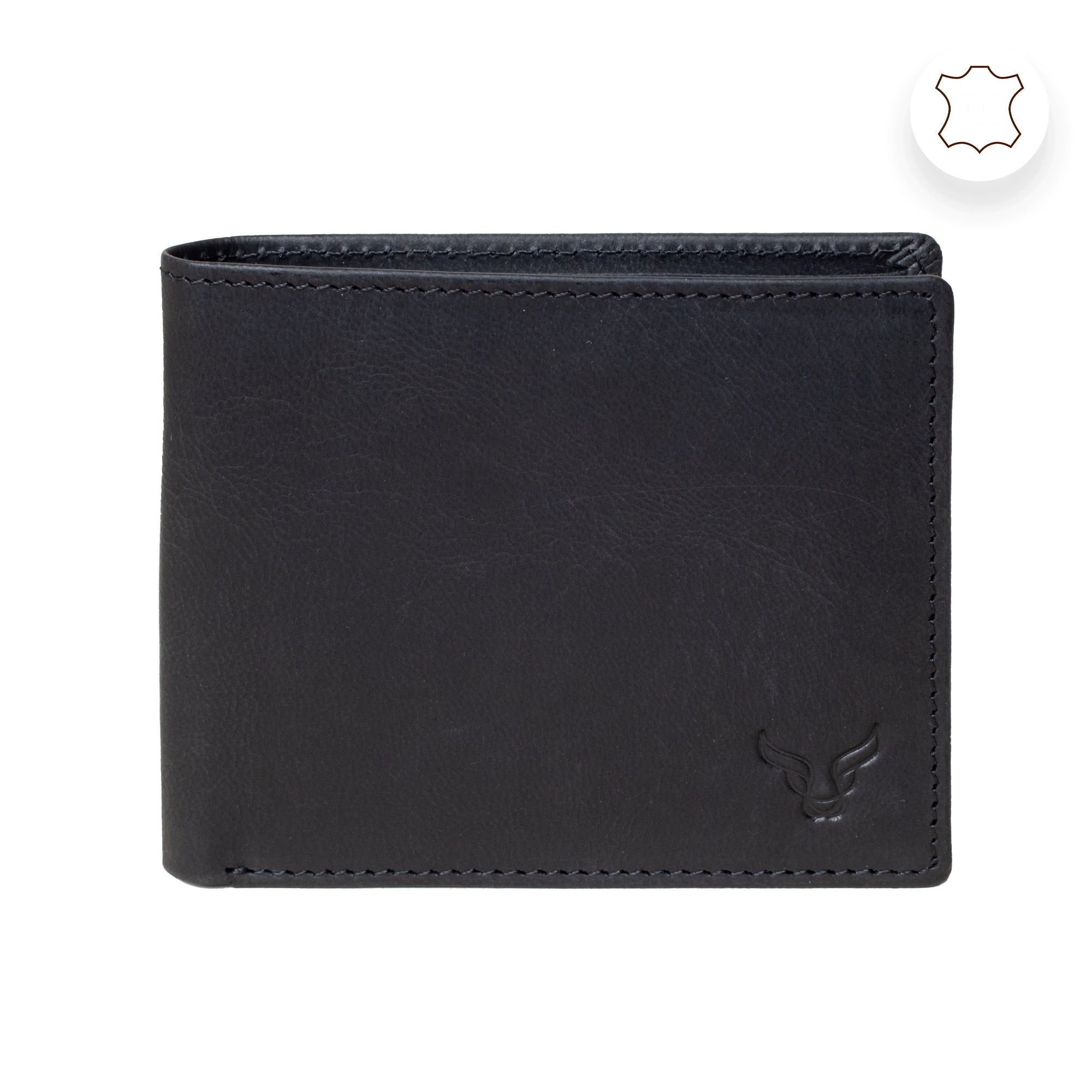 'JACK' Black Real Leather Men's RFID Slim Bifold Wallet