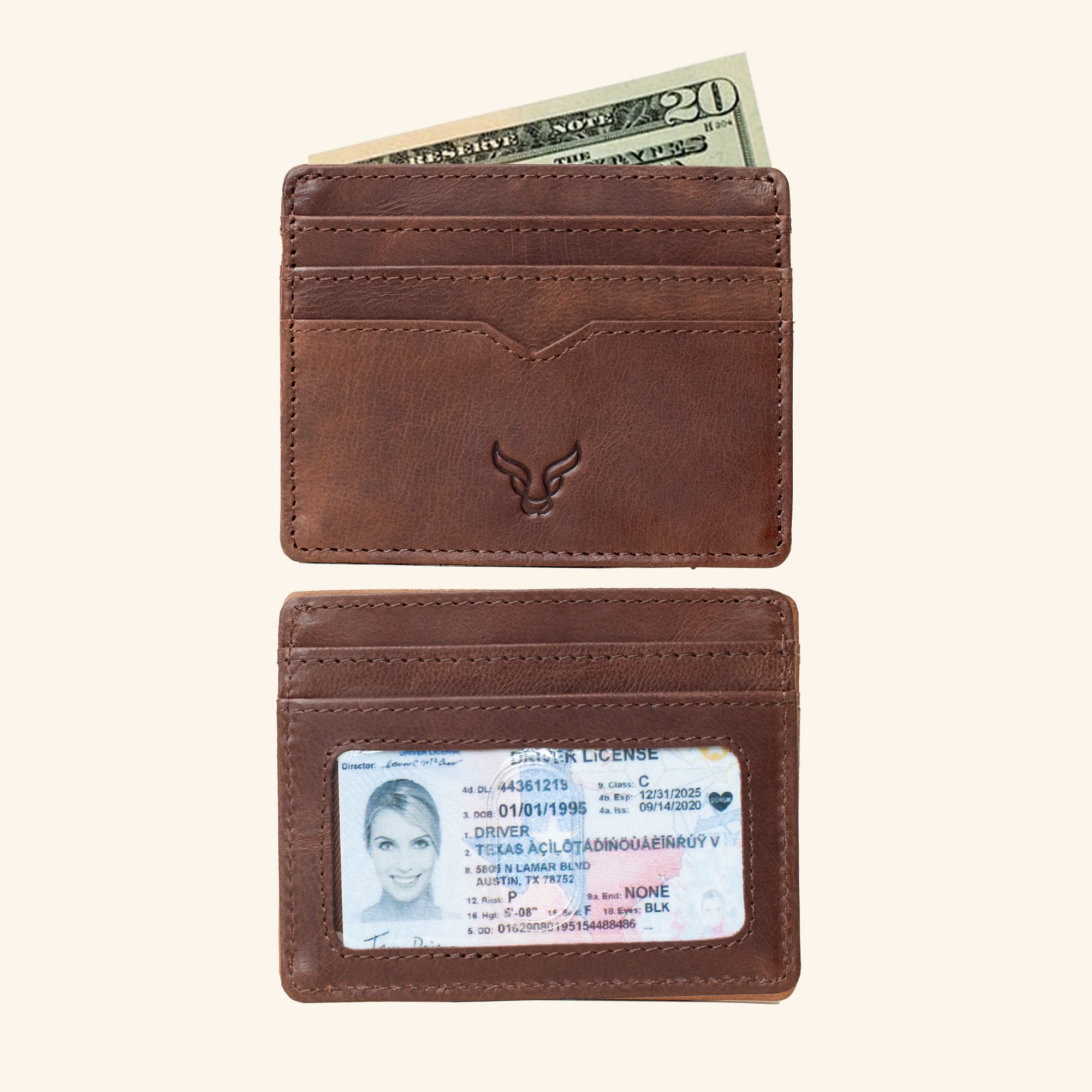 'JILL' Brown Real Leather Slim and Minimalistic RFID Protected Cardholder