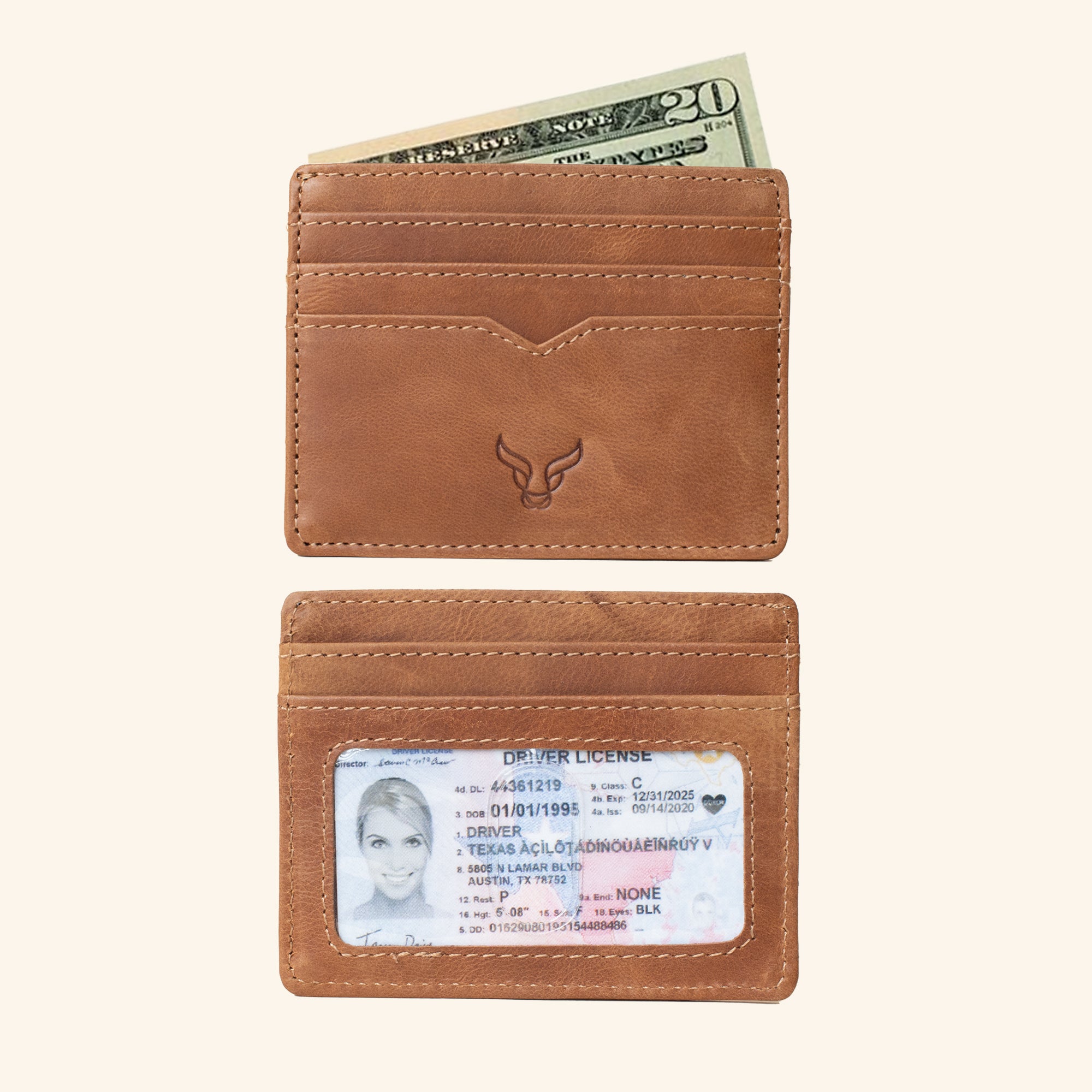 'JILL' Tan Real Leather Slim and Minimalistic RFID Protected Cardholder