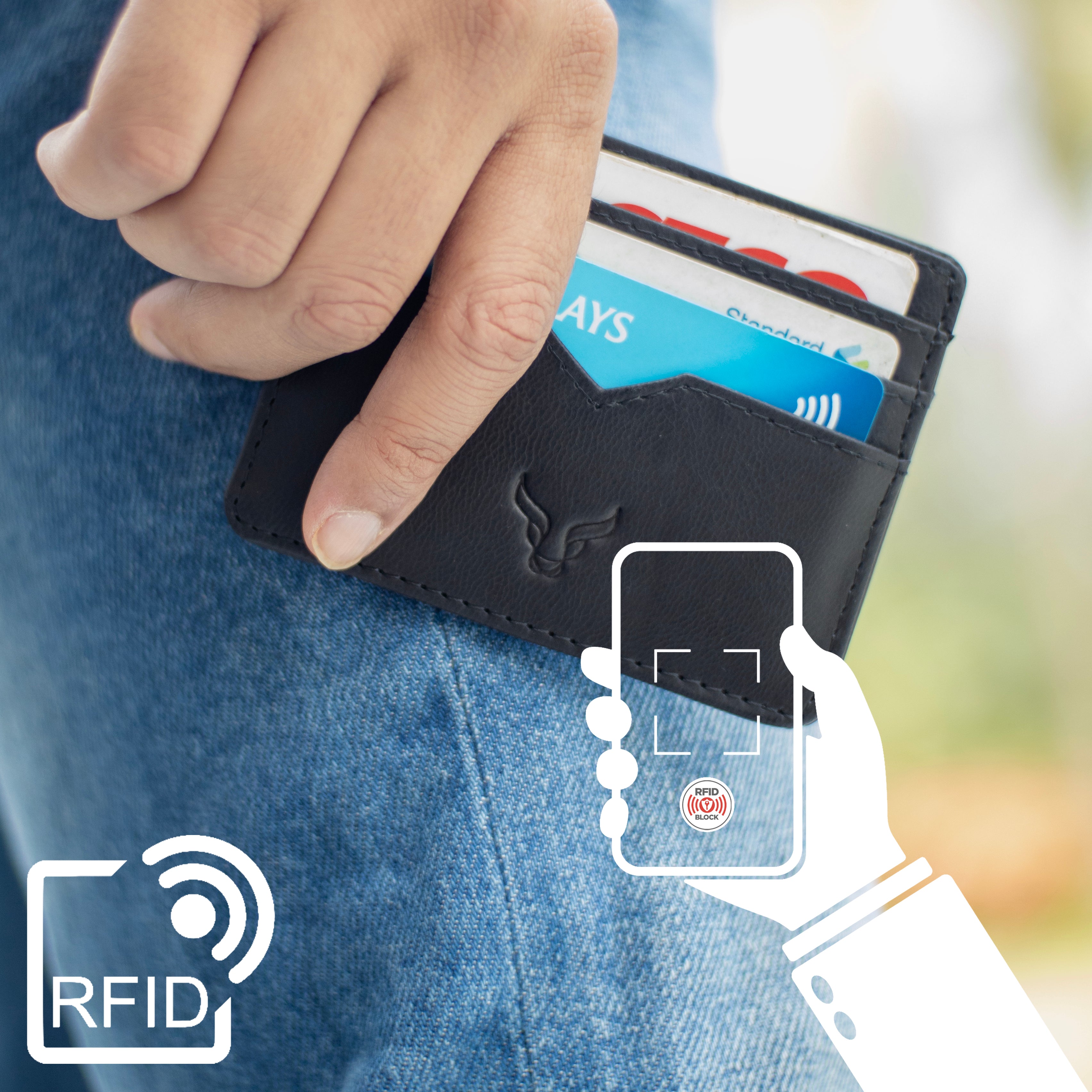 'JILL' Black Real Leather Slim and Minimalistic RFID Protected Cardholder