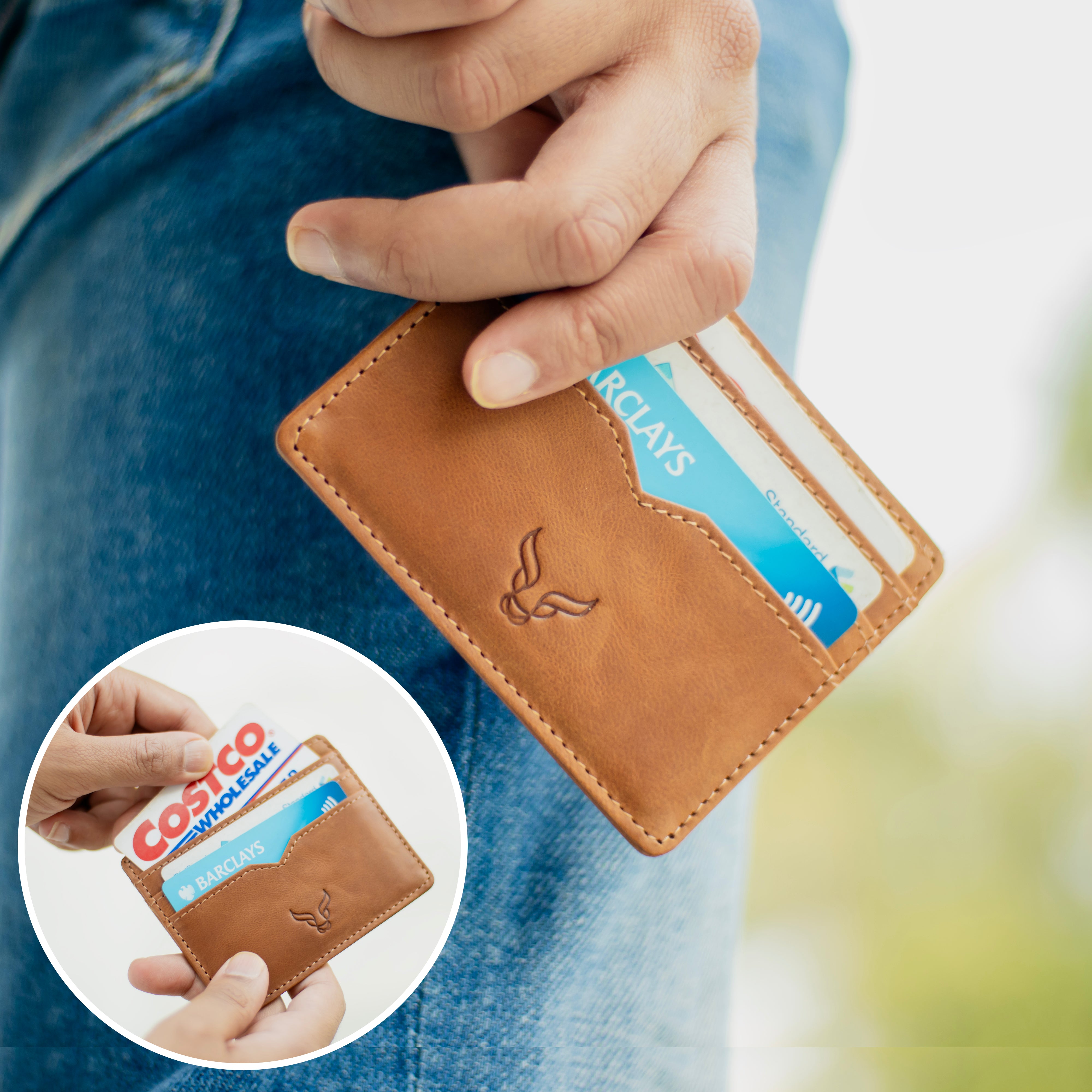 'JILL' Tan Real Leather Slim and Minimalistic RFID Protected Cardholder